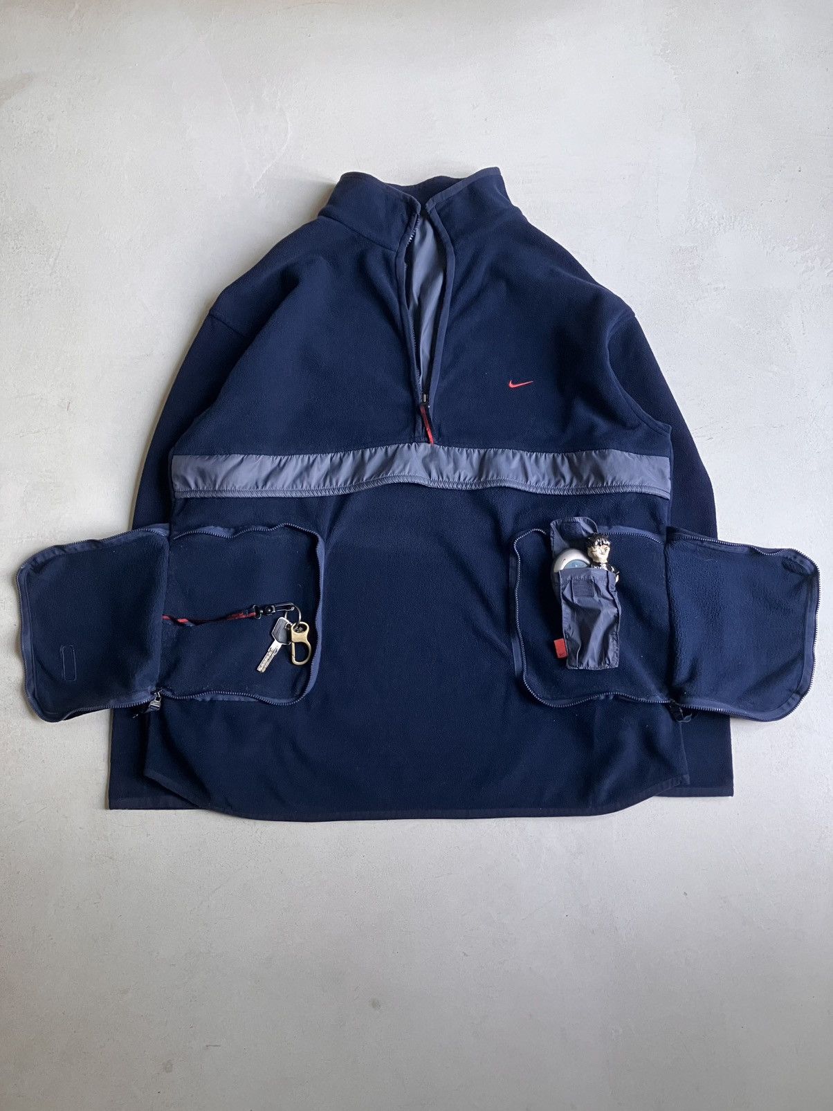 Nike Vintage 2000s Nike 3D Pocket Utility MP3 Zip Fleece Jacket Size US XL / EU 56 / 4 - 3 Thumbnail
