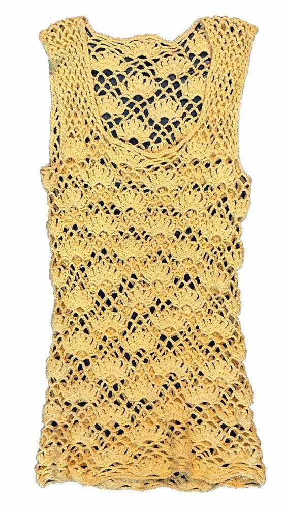 Designer Pre Owned Yellow Hand Made Crocheted Blouse M Size M / US 6-8 / IT 42-44 - 2 Thumbnail