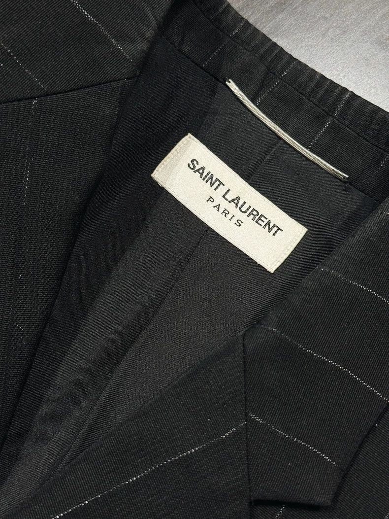 Saint Laurent Paris Saint Laurent Black Silver Stripe Blazer Size US L / EU 52-54 / 3 - 8 Thumbnail