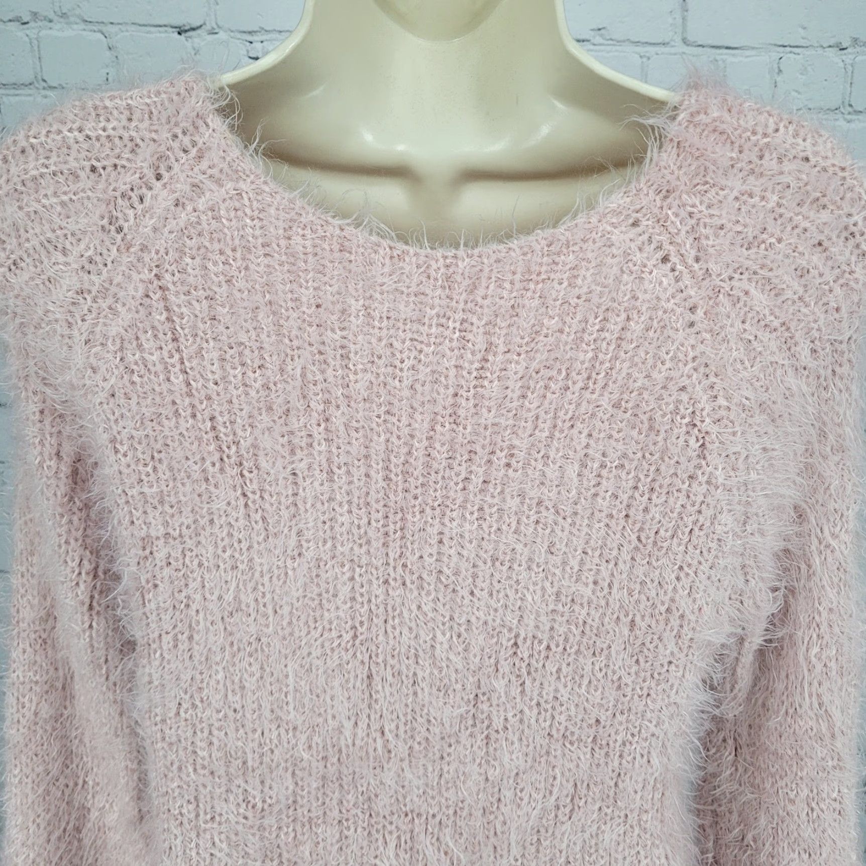 Vintage Don't Ask Why Pink Fuzzy Knit Faux Fur Long Sleeve Pullover Sweater Women O/S Size ONE SIZE - 7 Thumbnail