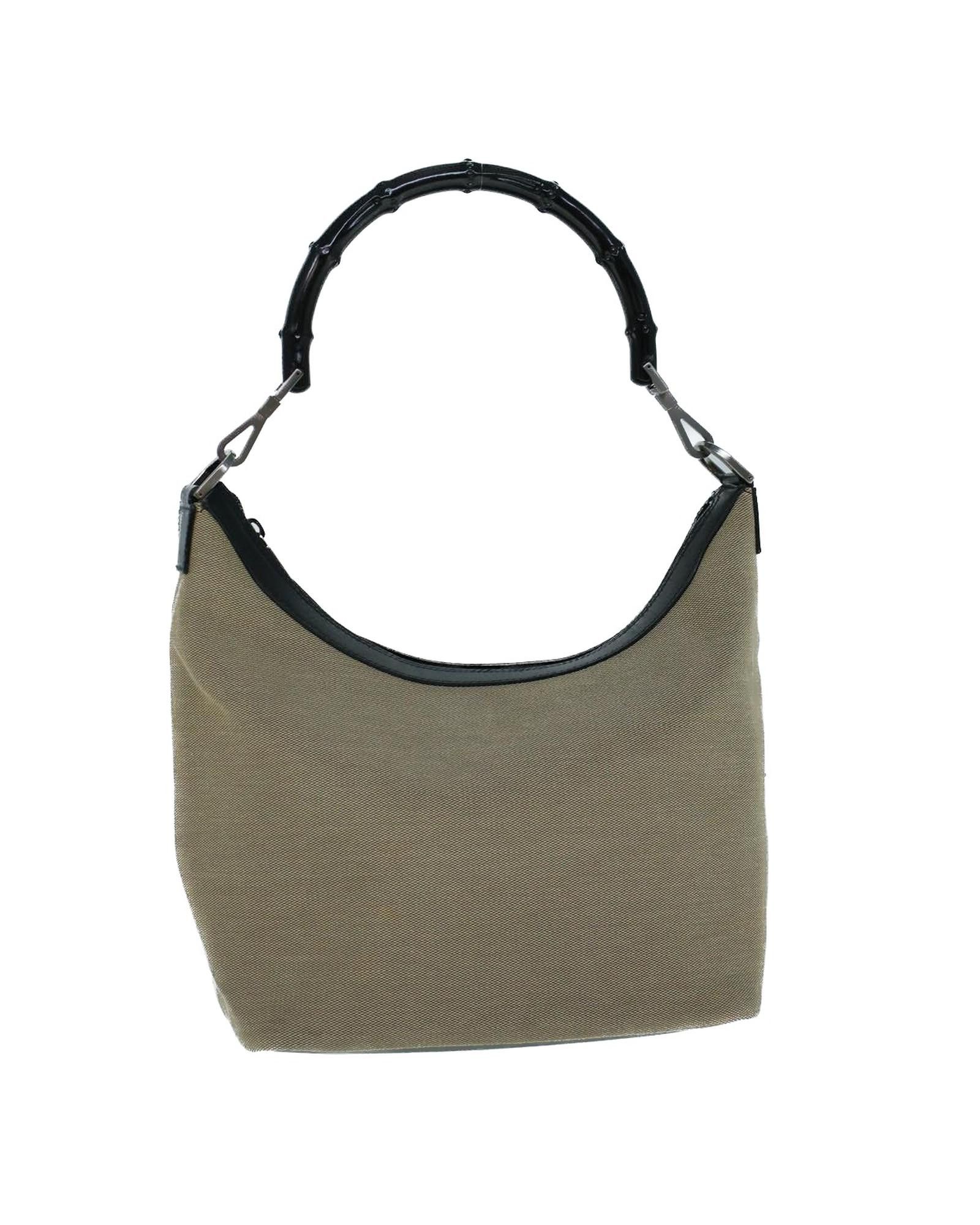 image of Gucci Sophisticated Canvas Shoulder Bag With Metal Fittings in Beige, Women's