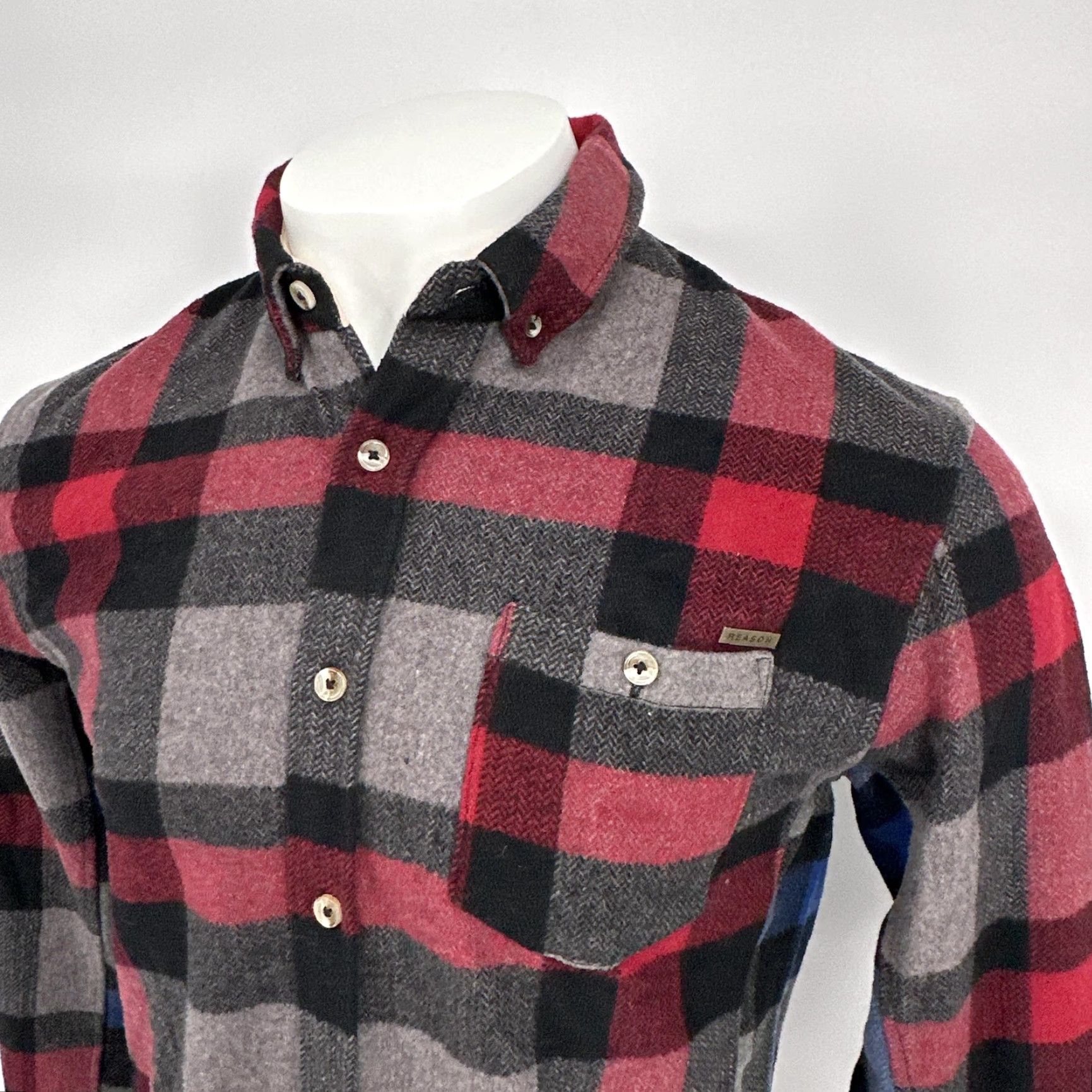 Reason Reason Shirt Mens Large Multicolor Red Plaid Mind Your Own Business Graphic Back Streetwear Button-Up Short Description Not Included Size US L / EU 52-54 / 3 - 4 Thumbnail