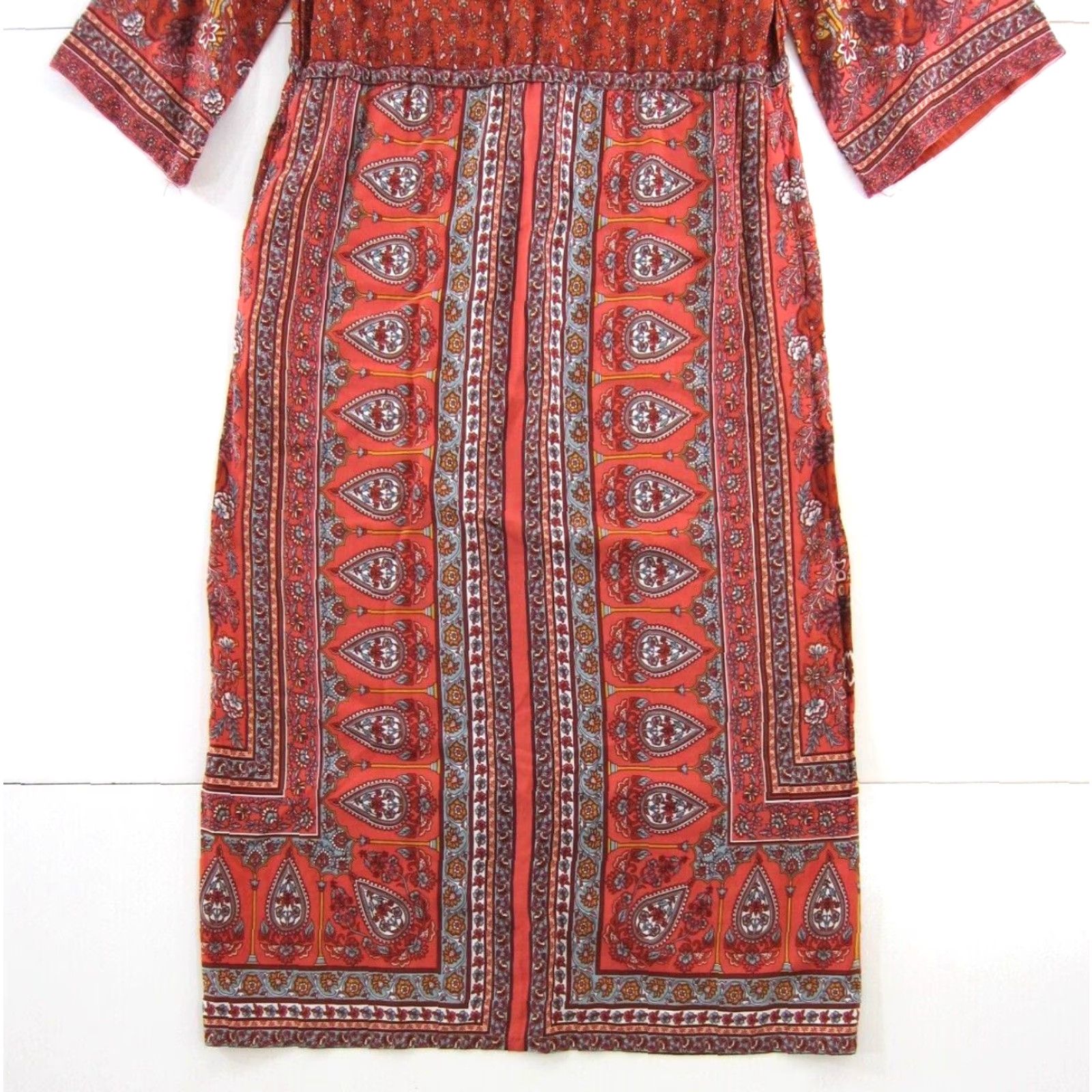 Vintage So Perla Maxi Dress Floral Red Blue Yellow Paisley Pockets Long Sun Dress M Womens Regular Red Floral 2010s Size M / US 6-8 / IT 42-44 - 7 Thumbnail