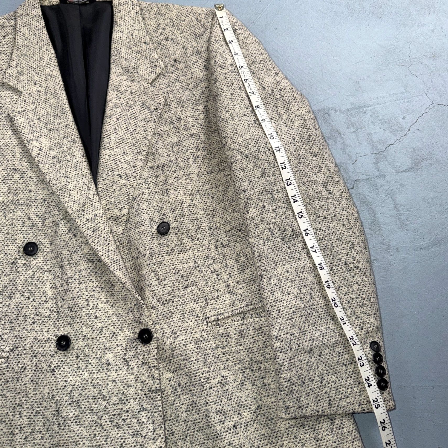 Doublet VINTAGE Shyrocks Blazer Coat Mens 42 Wool Tweed Single-Breasted Notch Lapel 2-Button 80s Gray Size 42R - 5 Thumbnail
