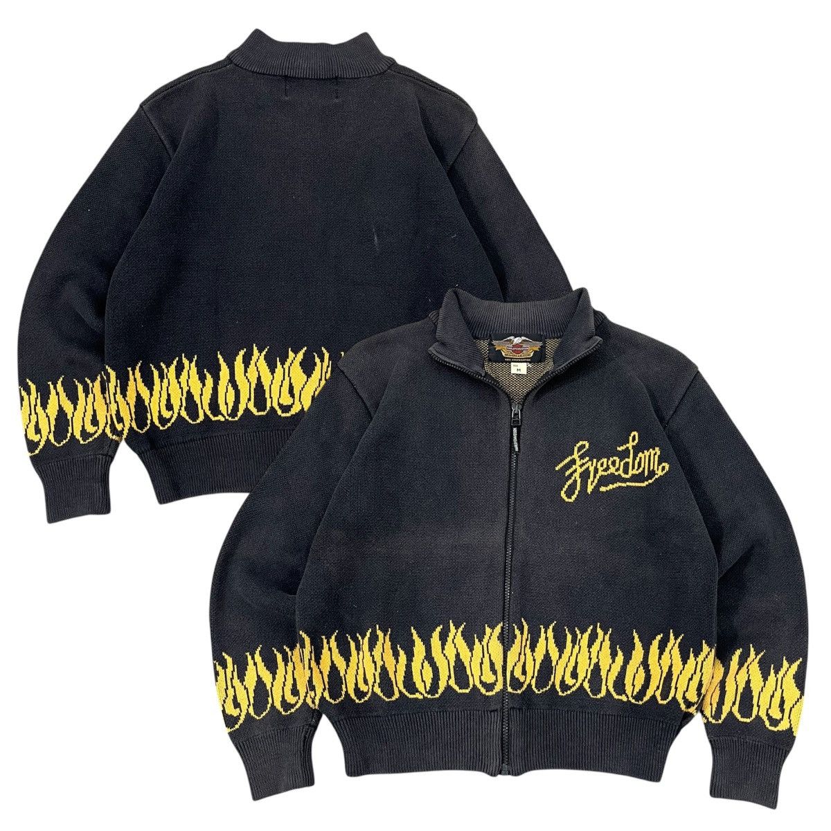 Harley Davidson Harley Davidson FREDOM Knitted Jacket Flame Pattern Size US M / EU 48-50 / 2 - 1 Thumbnail