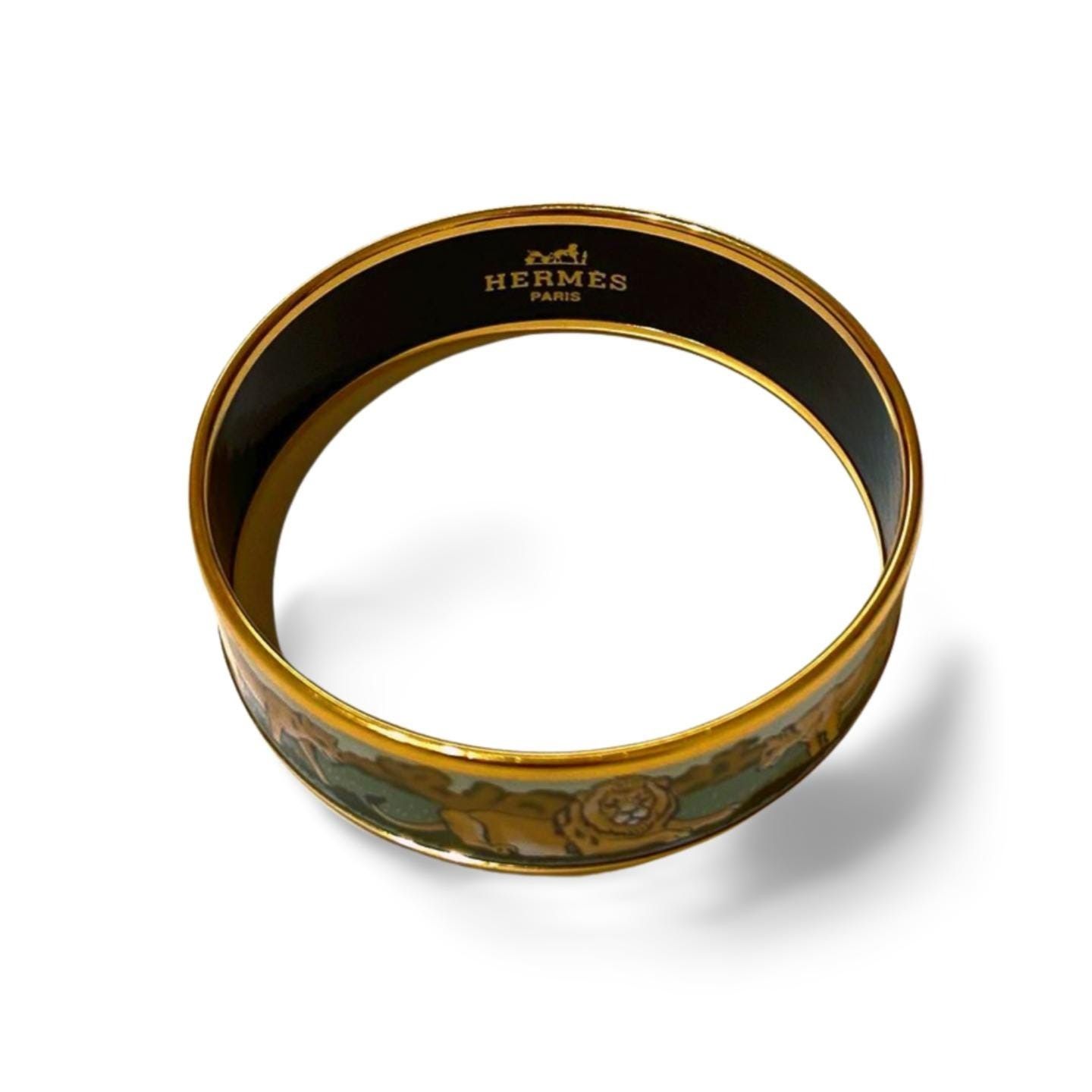 Hermes Vintage Hermes cloisonne enamel golden bangle with lions Size ONE SIZE - 7 Thumbnail