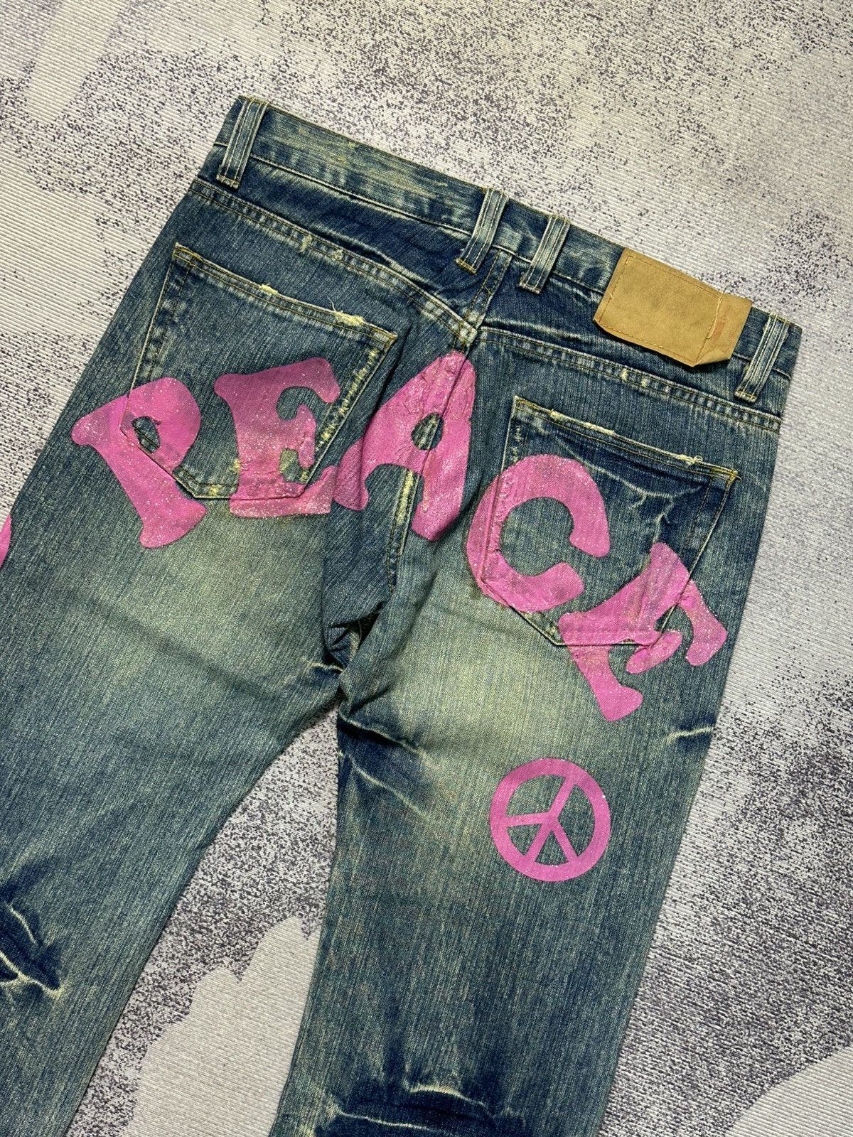Kapital RERE Peace Distressed & Repaired Denim Y2k Style Size US 32 / EU 48 - 11 Thumbnail