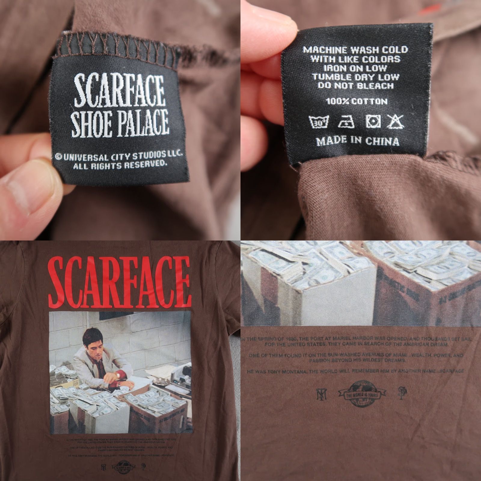 Palace Scarface T-Shirt Mens Shirt S Brown Graphic Print Scarface Tony Montana Movie Vintage No Size US S / EU 44-46 / 1 - 9 Thumbnail