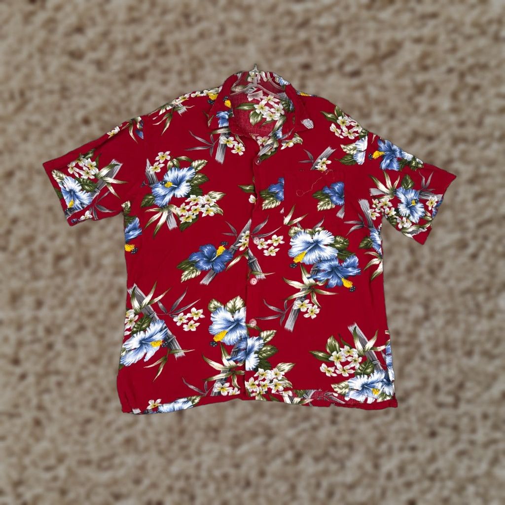 Vintage Hamakua Shirt Men Large Red Floral Hawaiian Button Up Cotton Pocket Vintage Size US L / EU 52-54 / 3 - 1 Thumbnail