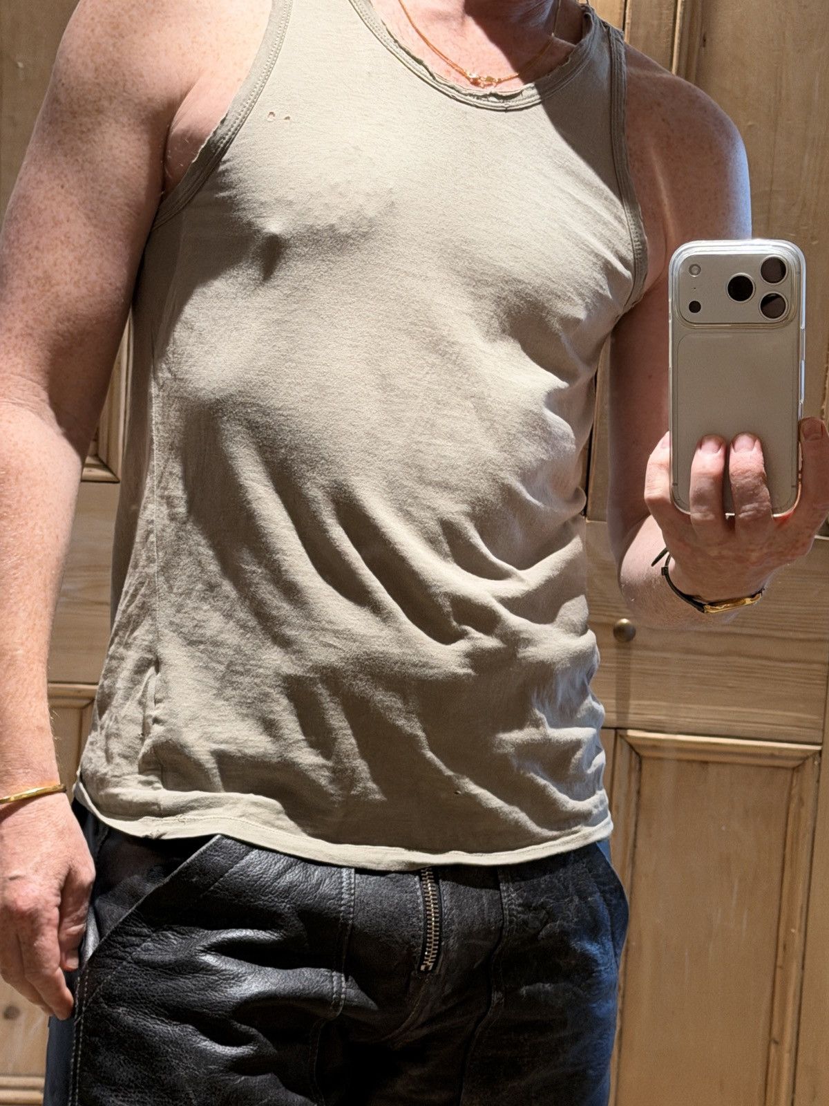 Helmut Lang Helmut Lang 1990s Archive Distressed Tank Top Beige Minimal Size US M / EU 48-50 / 2 - 1 Thumbnail