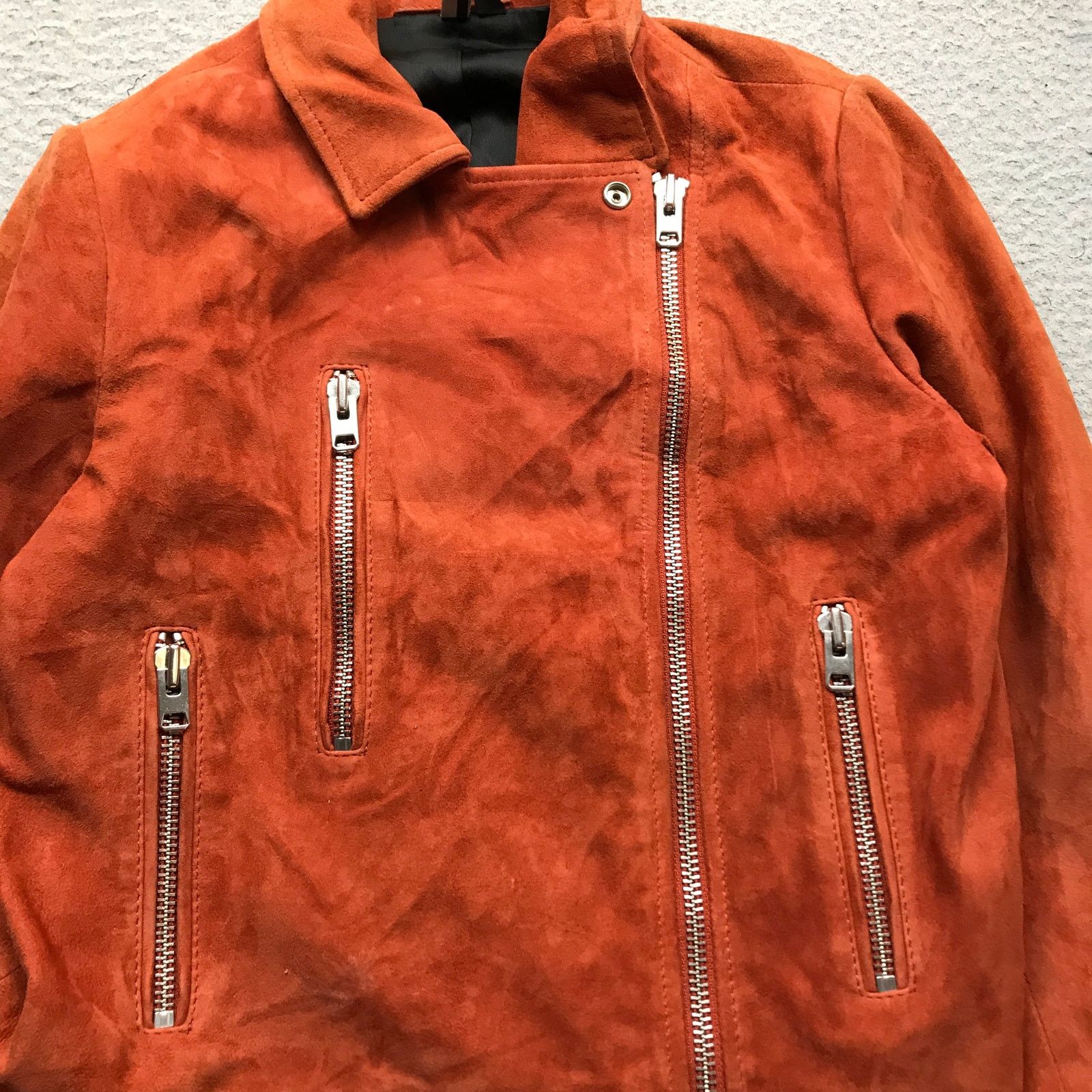 Topshop Topshop Suede Leather Biker Moto Jacket Womens Small Orange Size S / US 4 / IT 40 - 8 Thumbnail