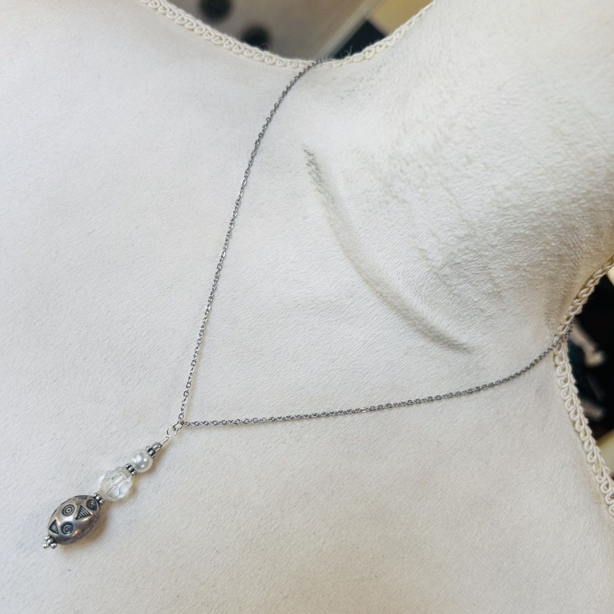 Handmade Handcrafted elegant pearl faceted crystal necklace set Size ONE SIZE - 4 Thumbnail