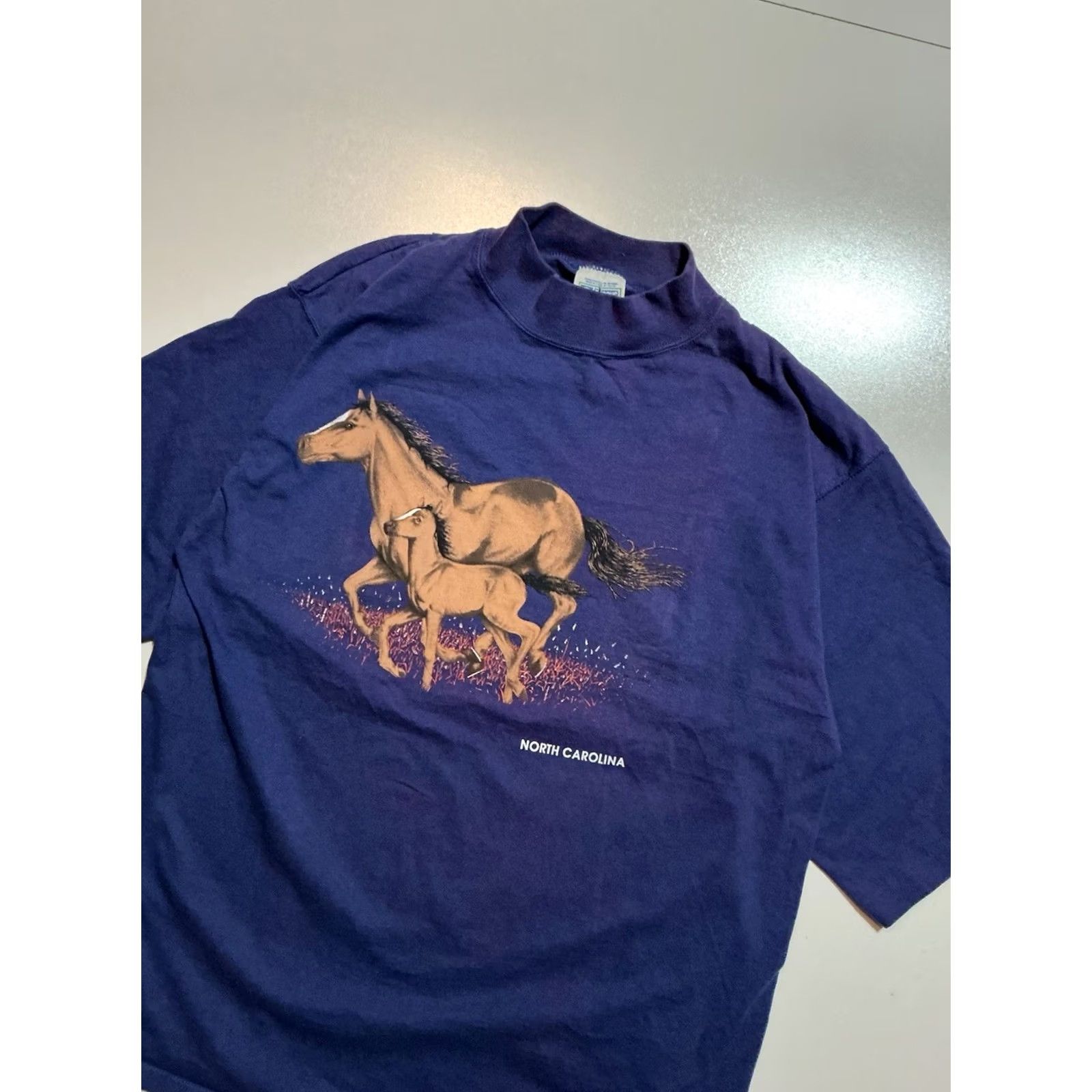 Vintage VINTAGE Discus Athletic T-Shirt North Carolina Horses Graphic Purple S/S XL Mens Size US XL / EU 56 / 4 - 4 Thumbnail