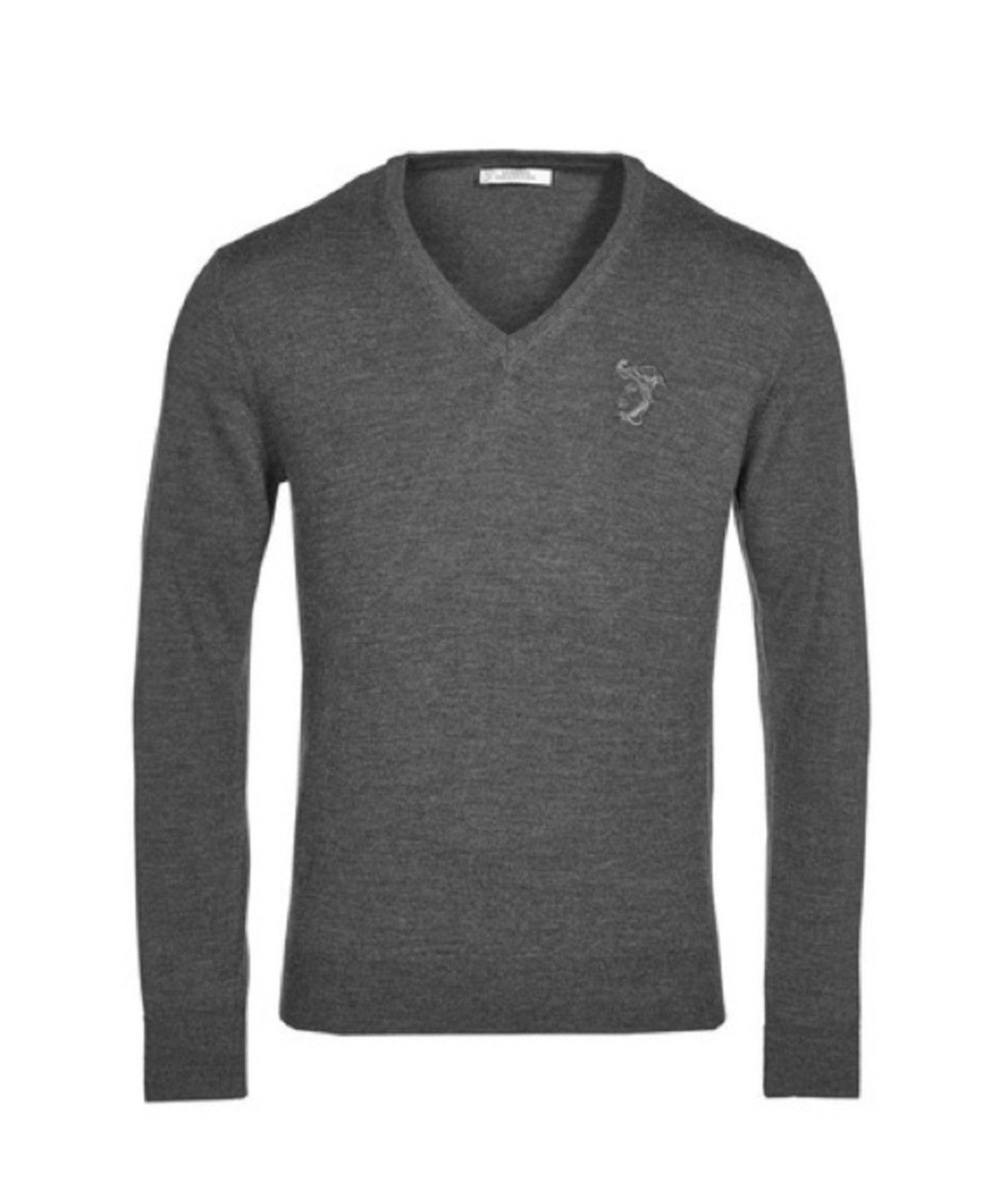 Versace Versace Collection V-Neck Sweater Gray Wool Medusa Logo Size US L / EU 52-54 / 3 - 2 Thumbnail