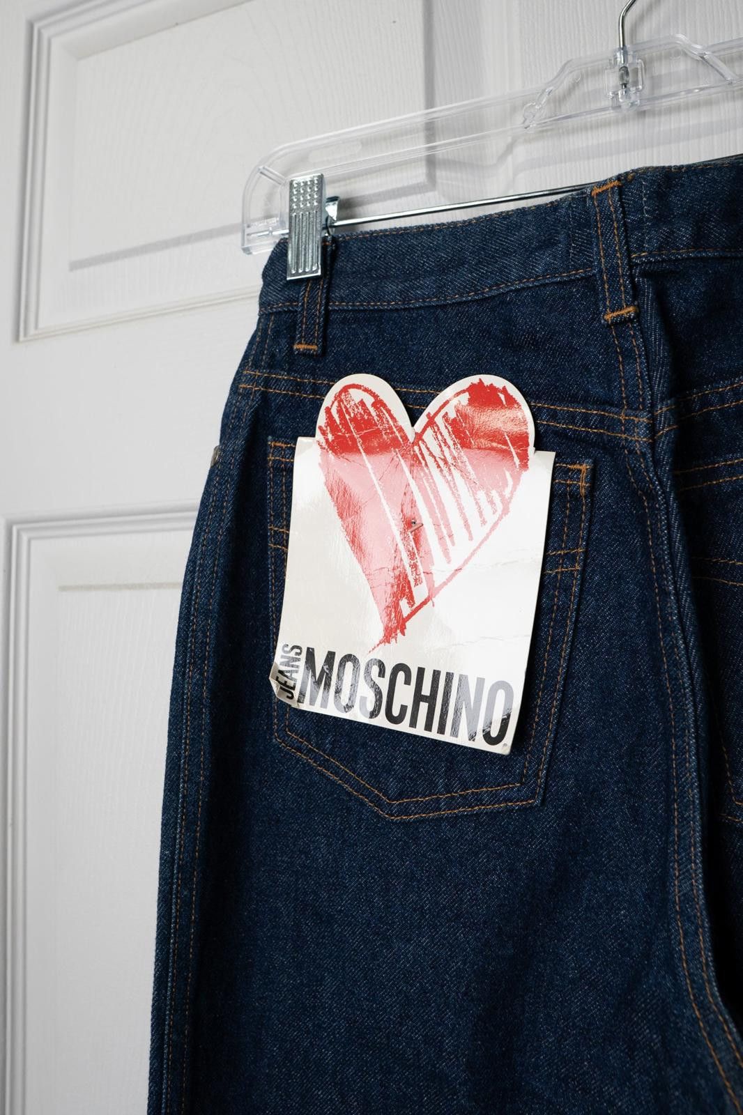 Moschino 00's Moschino Jean Dark Wash Peace Embellished Slim Fit Jean Size 32" / US 10 / IT 46 - 6 Thumbnail