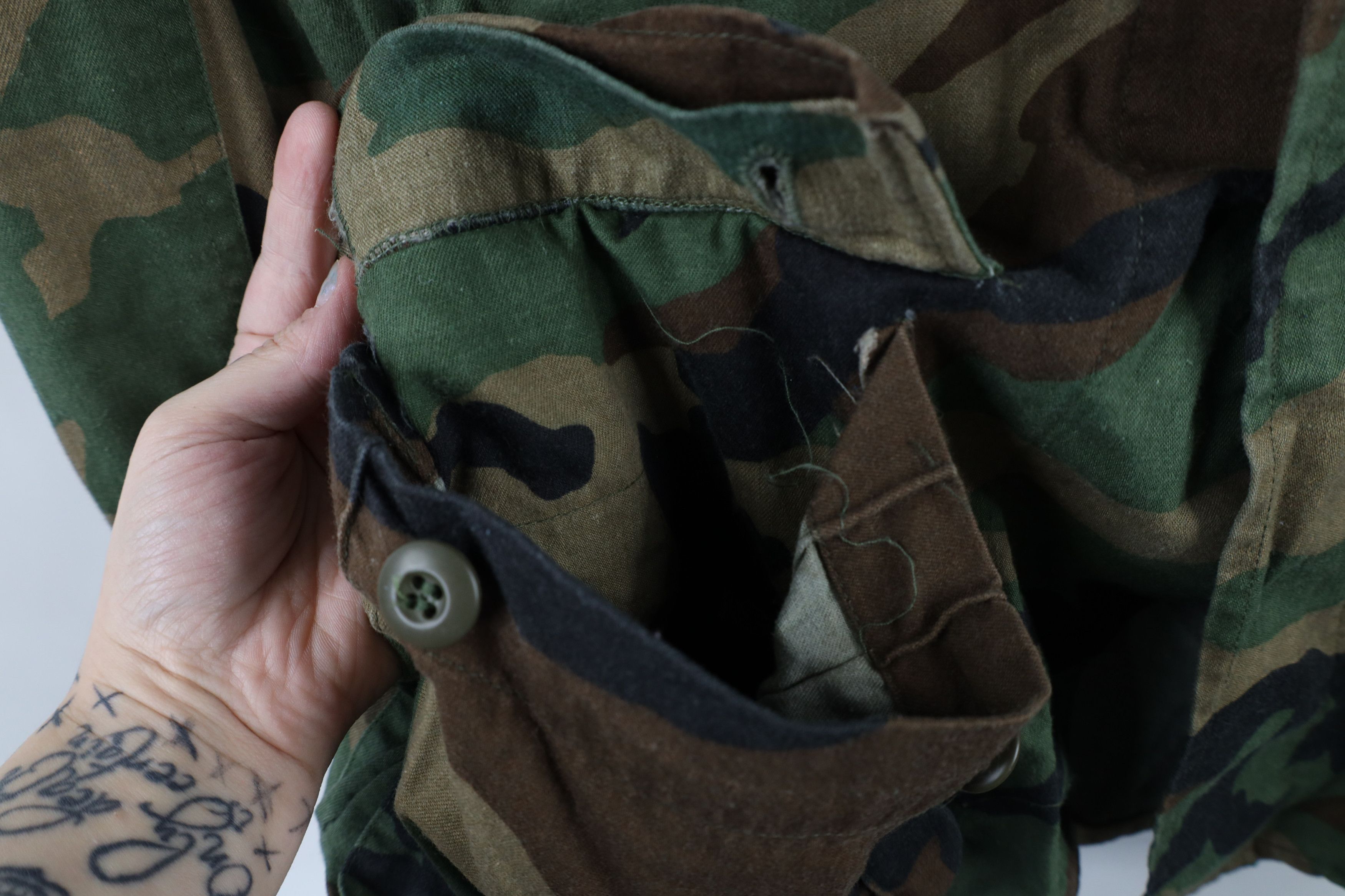 Vintage Vintage 90s Woodland Camouflage Combat Coat Jacket USA Size US M / EU 48-50 / 2 - 7 Thumbnail