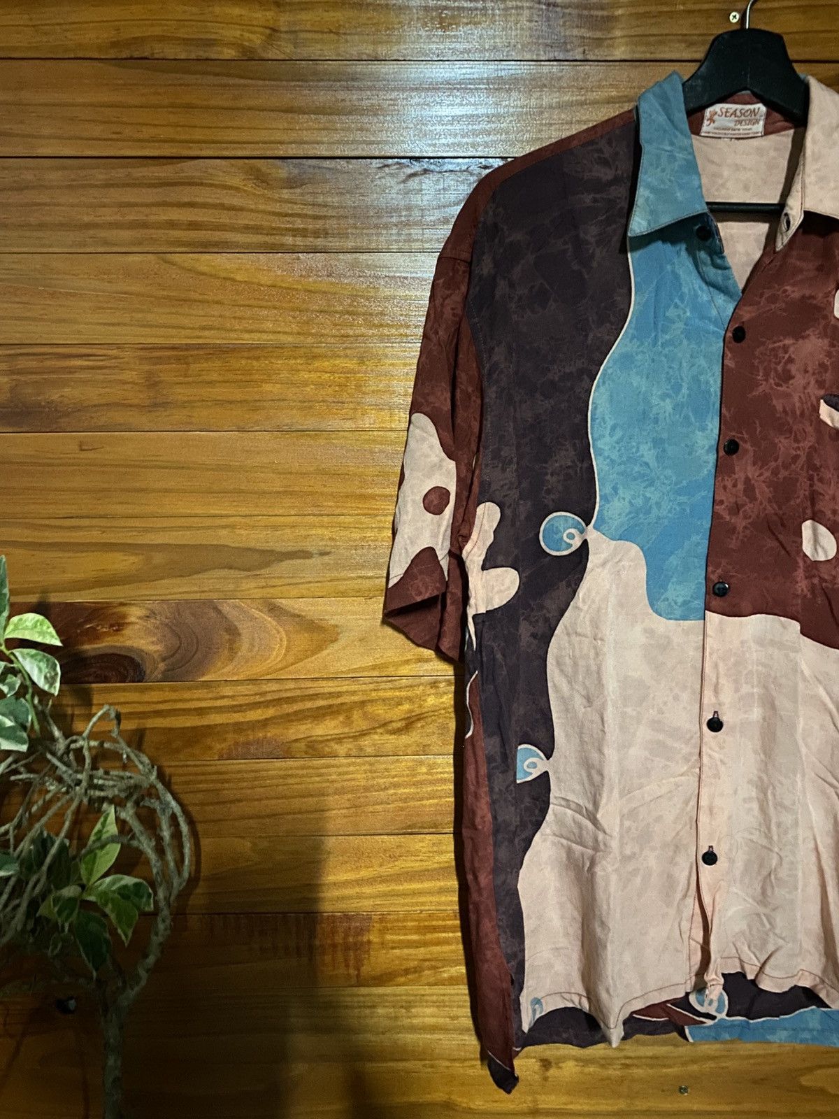 Japanese Brand Season Design Vintage Rayon Shirt – Abstract Art Pattern Size US L / EU 52-54 / 3 - 8 Thumbnail