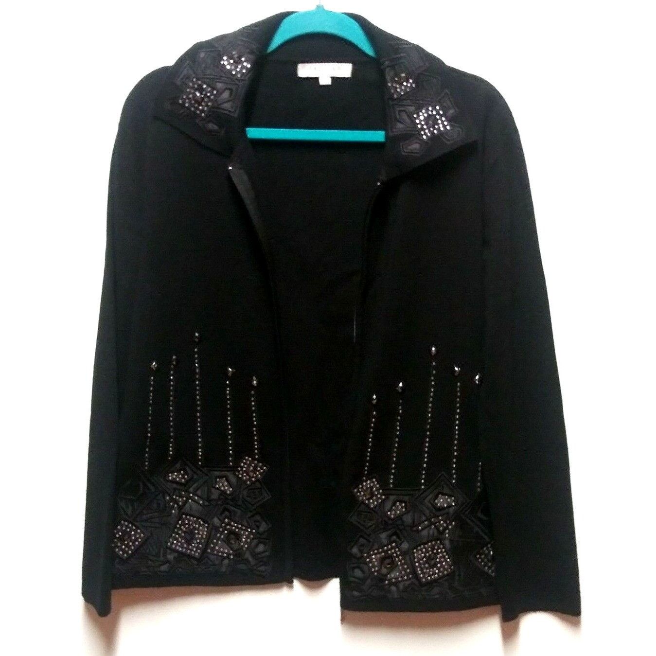 Vintage Cardigan Sweater VTG JAGUAR black embellished Avante Garde Size M / US 6-8 / IT 42-44 - 1 Thumbnail