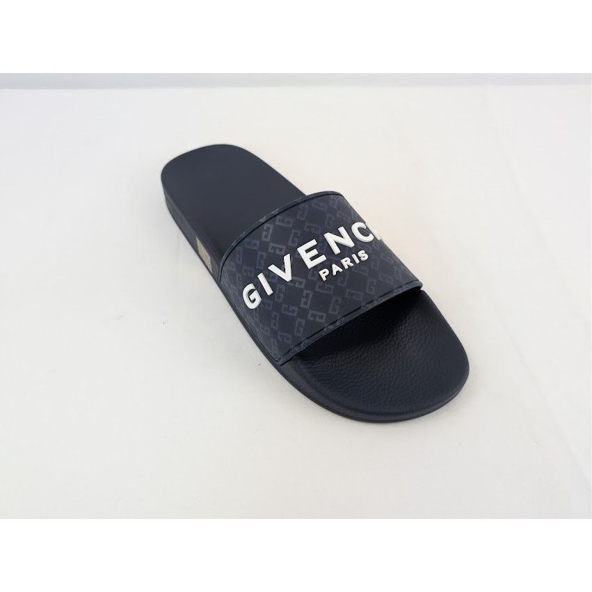 Givenchy o1rshd1 Embossed Rubber Logo Printed Slide Sandals Dark Blue Size US 14 / EU 47 - 3 Thumbnail
