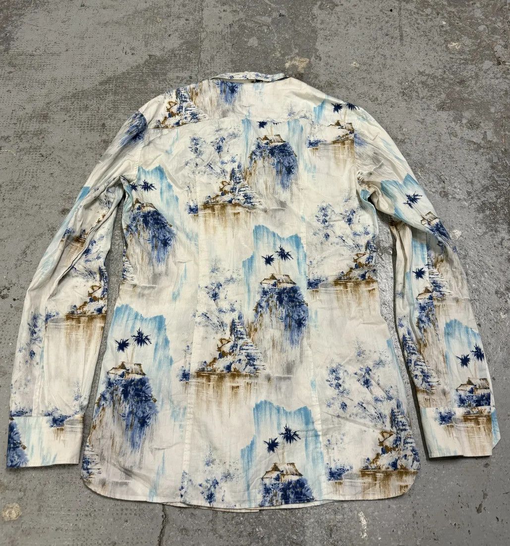 Dolce & Gabbana × Vintage 1990s Dolce & Gabbana White & Blue Abstract Nature Shirt Size US S / EU 44-46 / 1 - 4 Thumbnail