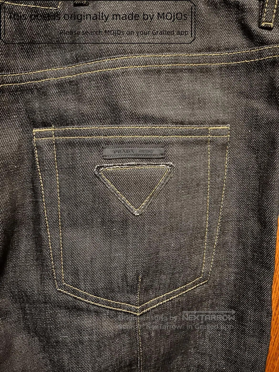 Prada Sz 32 Prada Back Pocket Logo Raw Denim mojos19471018. Size US 32 / EU 48 - 3 Thumbnail