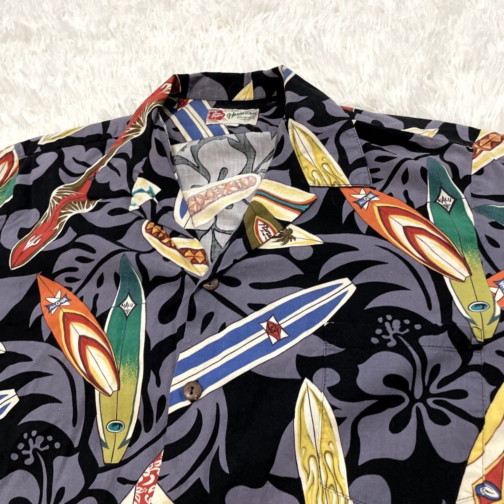 Hilo Hattie VINTAGE Hilo Hattie Hawaiian Shirt Men XL Surf Longboard Graphic Print Aloha Skater Black Short Sleeve Button-Up Collared Shirt Mens Size US XL / EU 56 / 4 - 3 Thumbnail