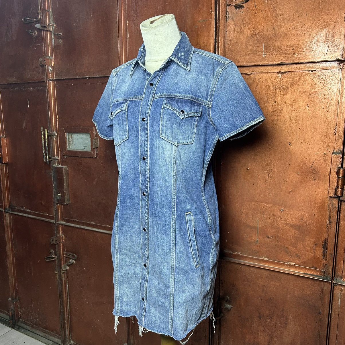 Saint Laurent Paris SAINT LAURENT PARIS Vintage Dresses Blue Denim Size L / US 10 / IT 46 - 4 Thumbnail