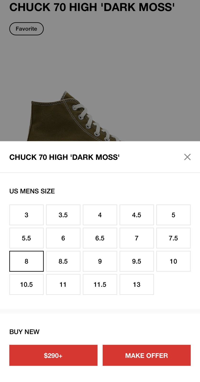 Converse Converse Chuck 70 High ‘Dark Moss’ Size US 8 / EU 41 - 7 Thumbnail