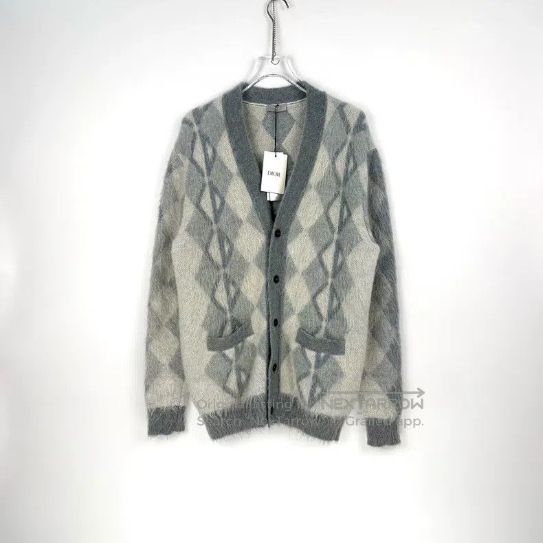 Dior Dior Beige-gray diamond pattern horse wool cardigan coat Size US S / EU 44-46 / 1 - 3 Thumbnail