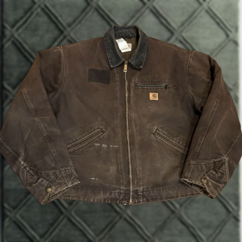 Carhartt Carhartt J97 Jacket Mens 2XL Brown Canvas Workwear Lined - Polyester Blanket Lining, Dark Brown, Classic Fit, Zip, Vintage? No Size US XXL / EU 58 / 5 - 1 Thumbnail