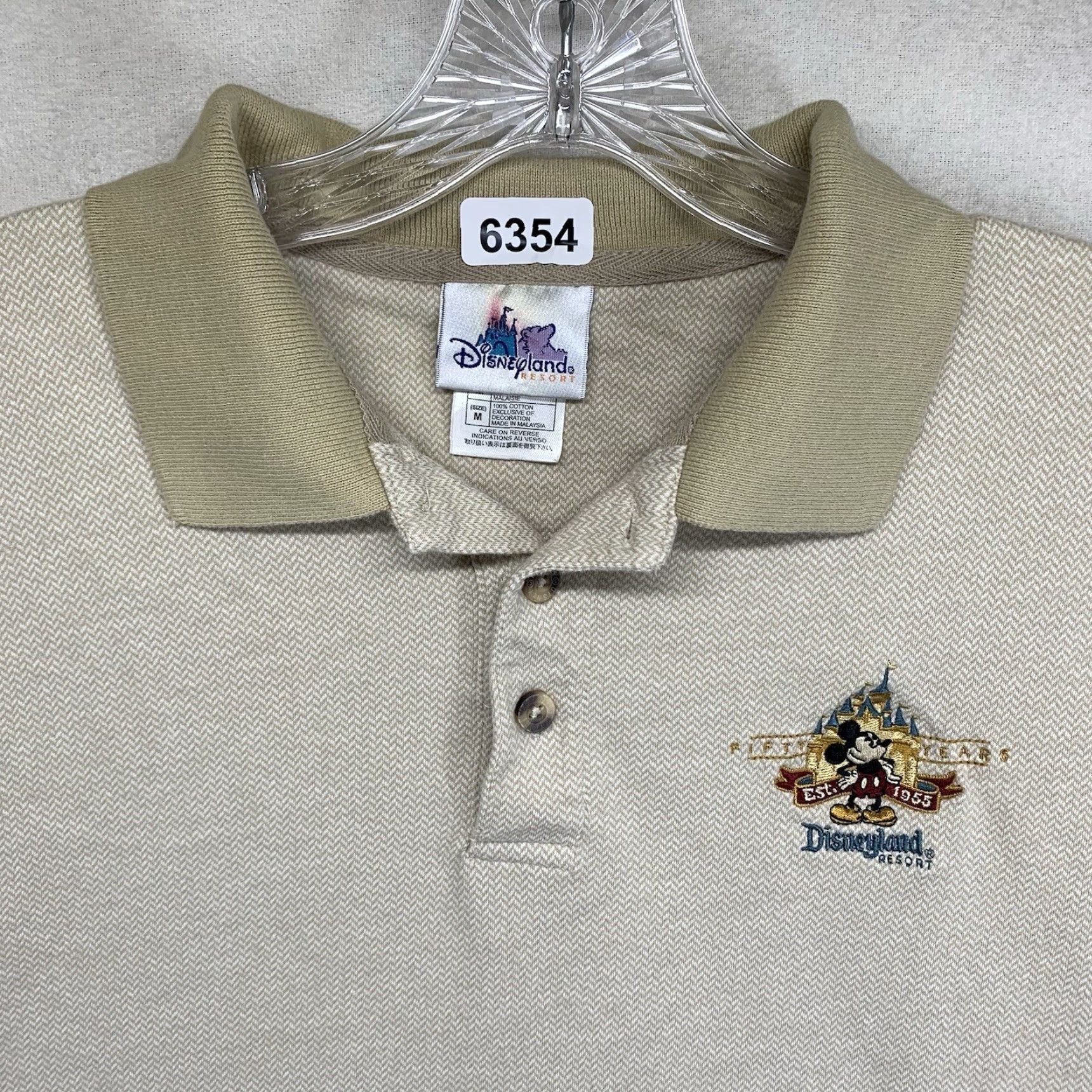 Vintage VINTAGE Disneyland Resort Mickey Mouse Polo Shirt Men Medium Beige 90s Logo Short Sleeve Size US M / EU 48-50 / 2 - 4 Thumbnail