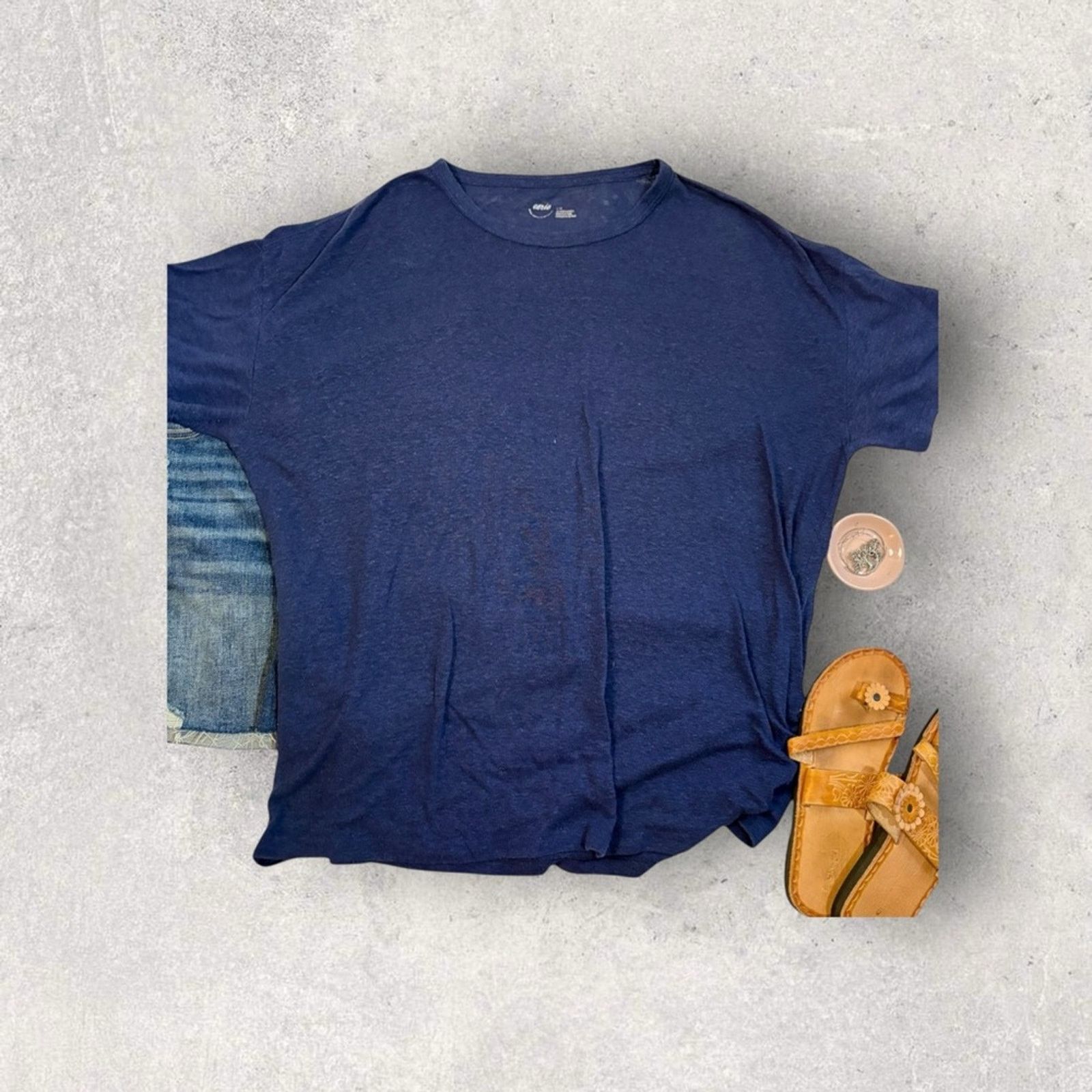 American Eagle Outfitters Aerie Navy Blue Short Sleeve Tee Size L / US 10 / IT 46 - 2 Thumbnail
