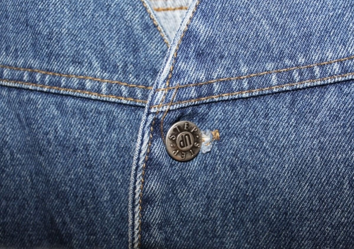 Vintage Sio Denim Dress Vintage with Big Pocket Leather Strap Size L / US 10 / IT 46 - 4 Thumbnail