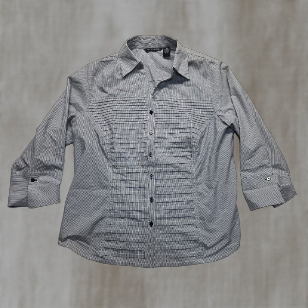 Vintage Zac & Rachel Shirt Button-Up Dress Gray 3/4 Sleeve Cotton Adult Women's Size 2X Size XXL / US 16-18 / IT 52-54 - 1 Thumbnail