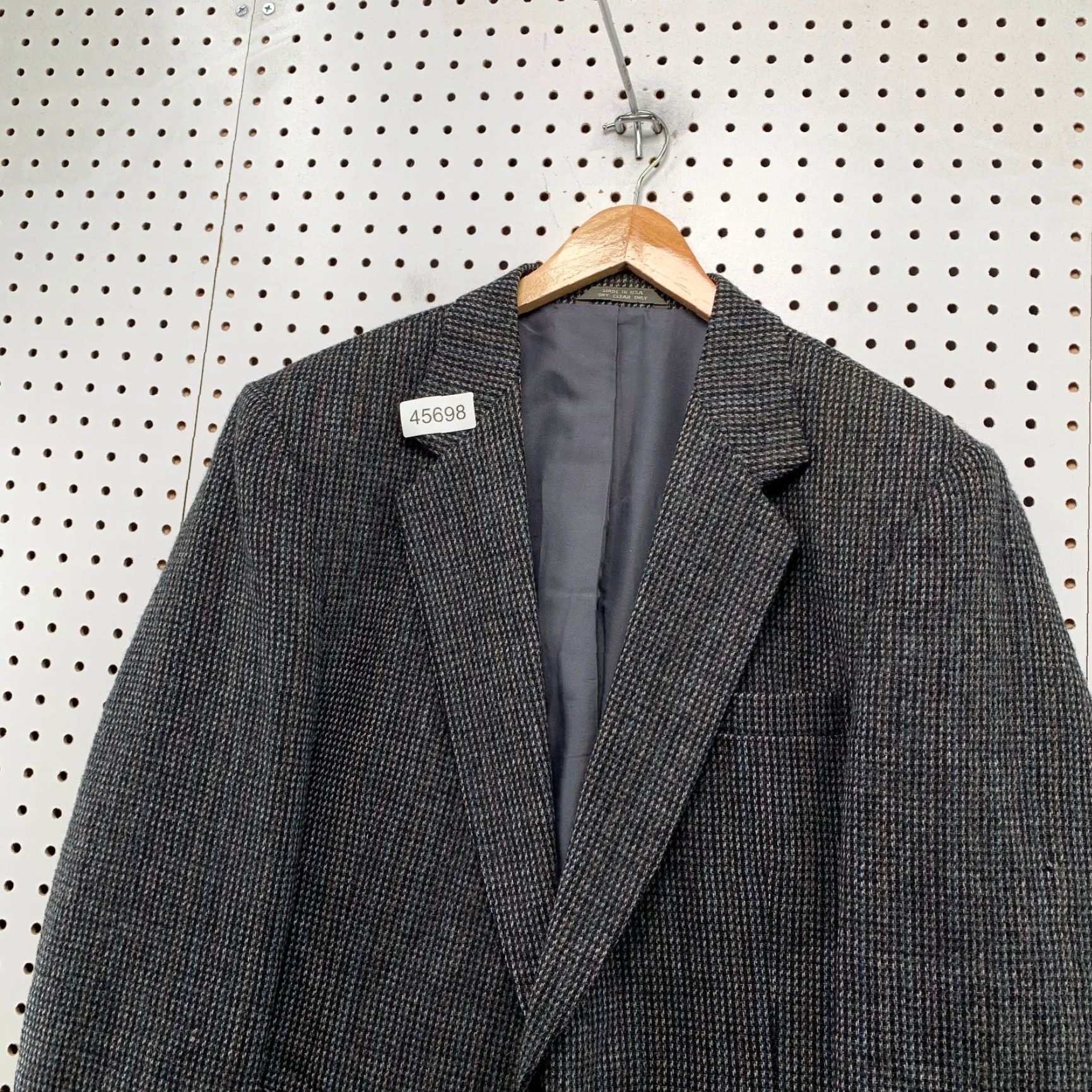 Haggar VINTAGE Haggar Wool Tweed Blazer Mens 44 Gray Business Two Button 100% Pure Wool Size 44R - 4 Thumbnail