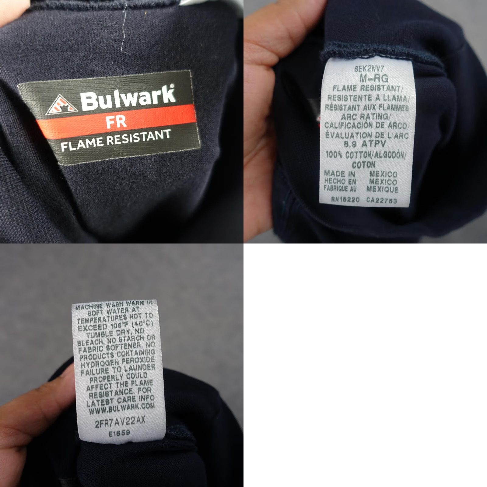 Vintage Bulwark FR Shirt Mens Medium Blue Long Sleeve Mock Neck Flame Resistant CAT2 Size US M / EU 48-50 / 2 - 11 Thumbnail