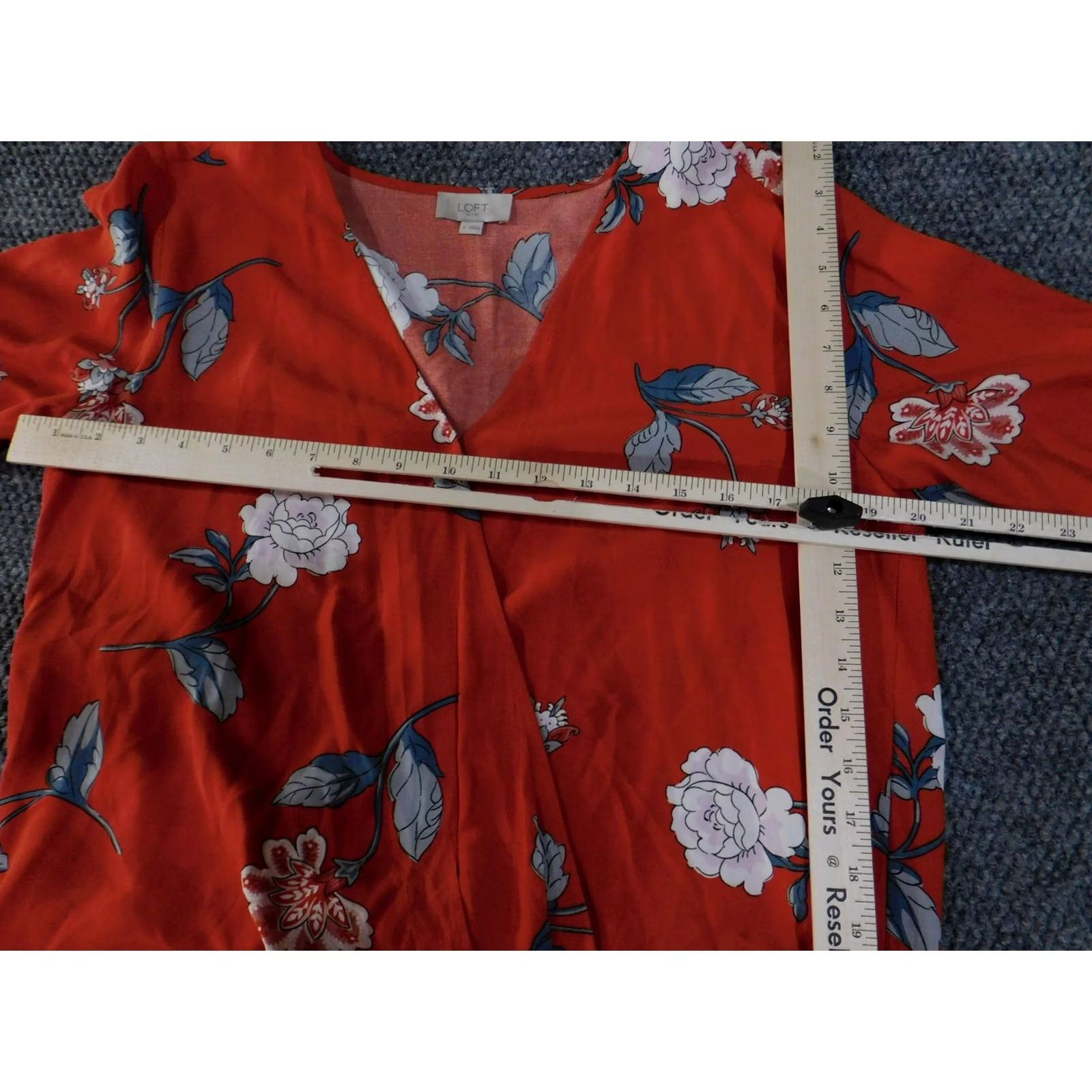 Loft LOFT Outlet Blouse Womens Small Red Floral Wrap V-Neck Tie Sleeve Lightweight Top Size S / US 4 / IT 40 - 6 Thumbnail