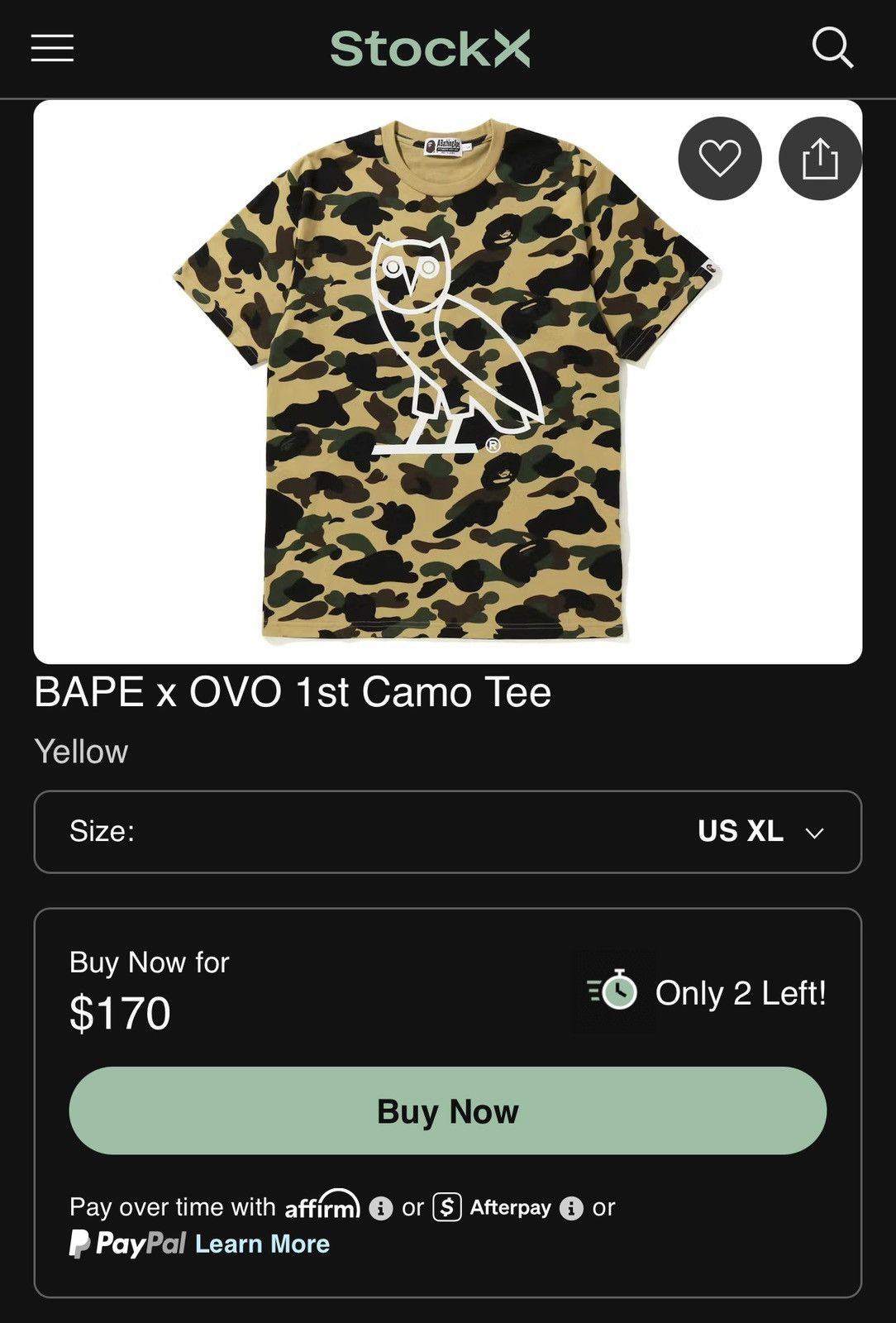 Bape × October's Very Own Bape x OVO 1st Camo Tee (XL) Size US XL / EU 56 / 4 - 14 Thumbnail