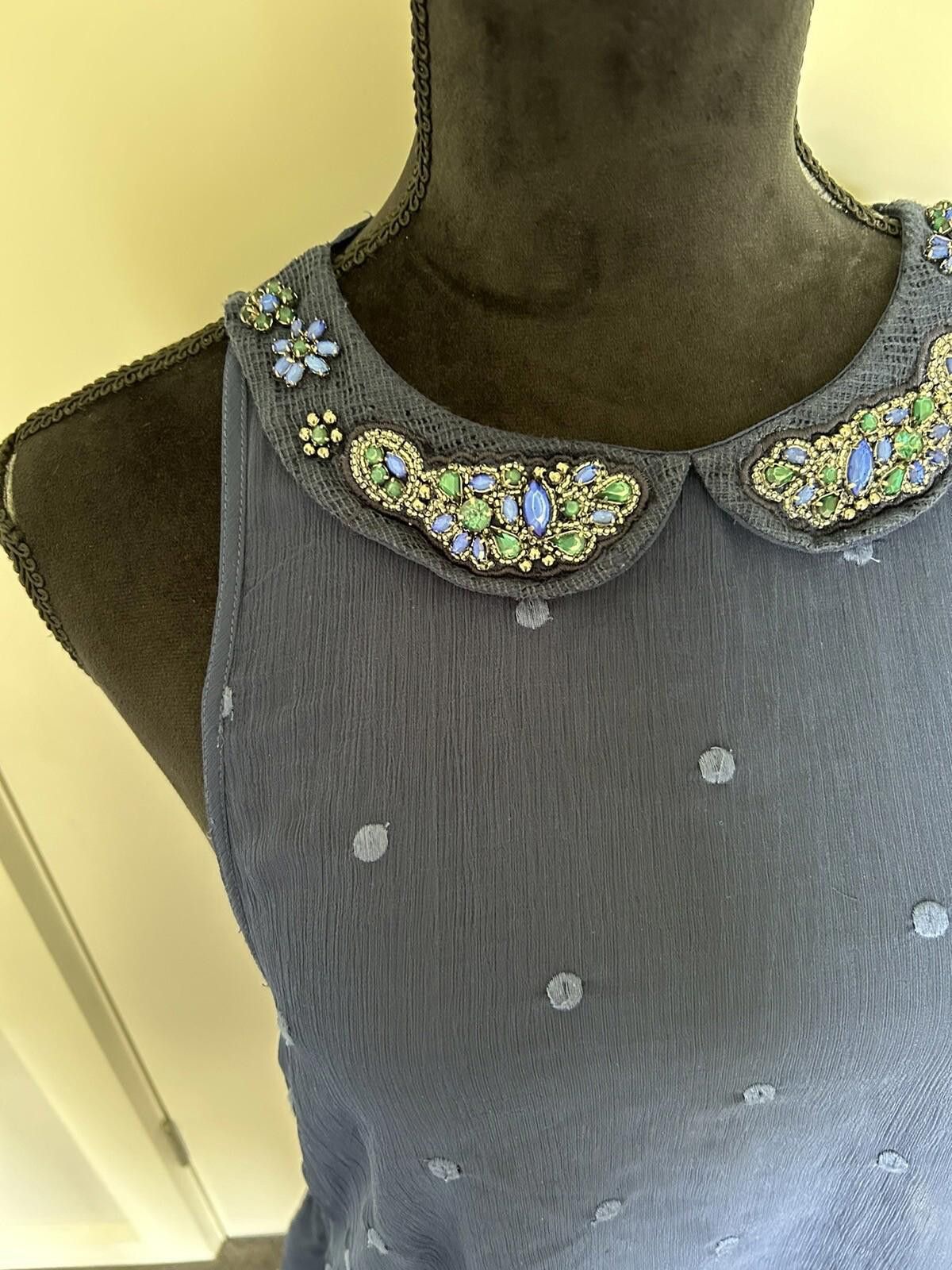 Abercrombie & Fitch Abercrombie and Fitch Beaded Singlet Top Blue - Size M (001) Size M / US 6-8 / IT 42-44 - 4 Thumbnail