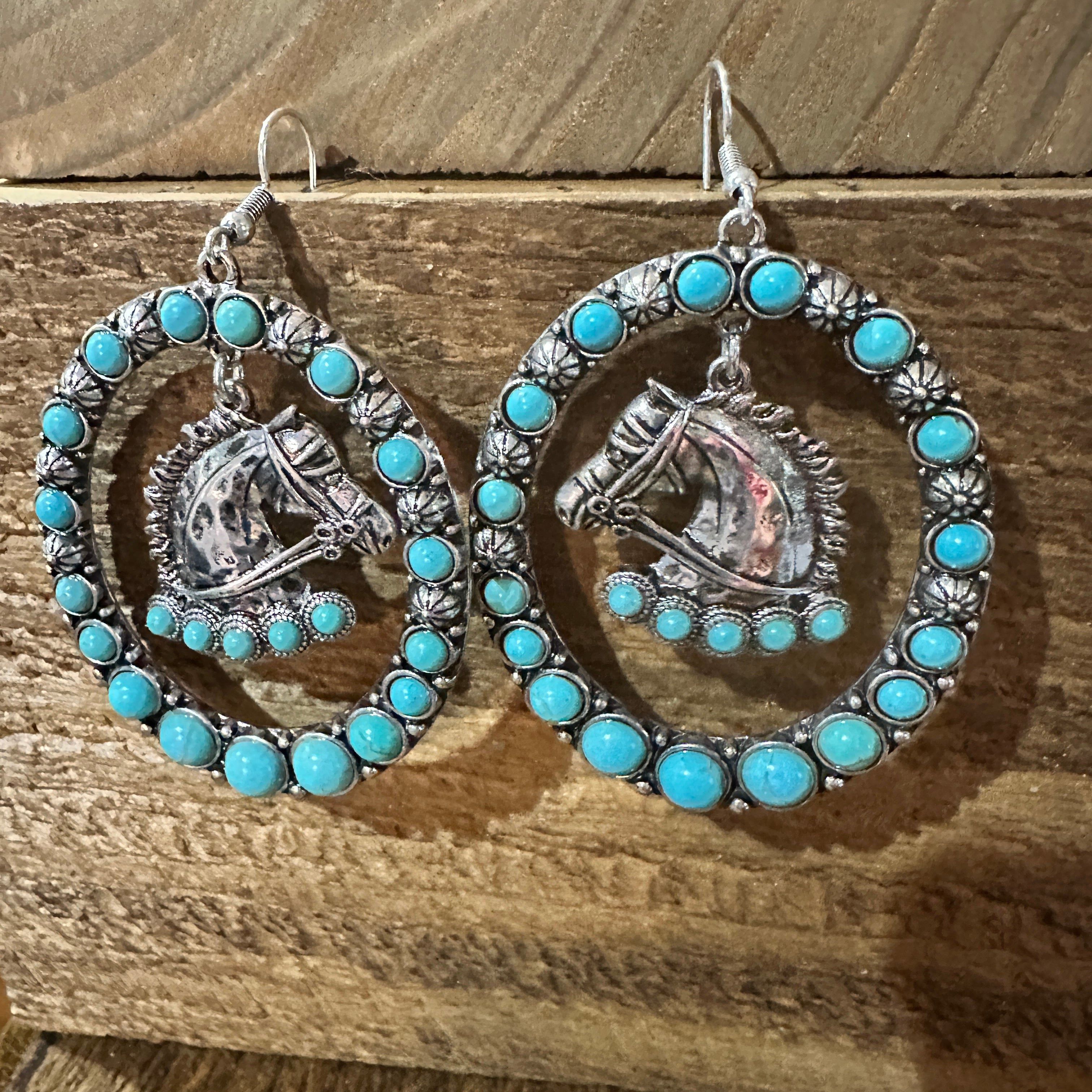 Other Boho Vibrant Turquoise Horse Estuarian Charm Statement Earr Size ONE SIZE - 4 Thumbnail