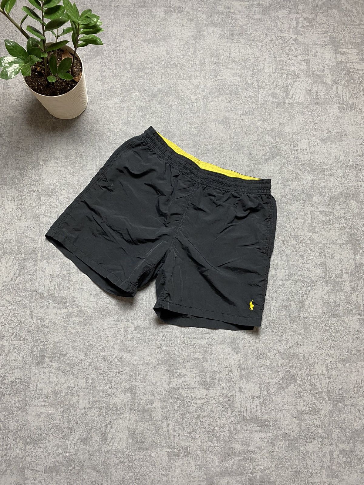 Polo Ralph Laurent Vintage Swim Trunks Lined Drawstring in Black, Men's (Size 34)