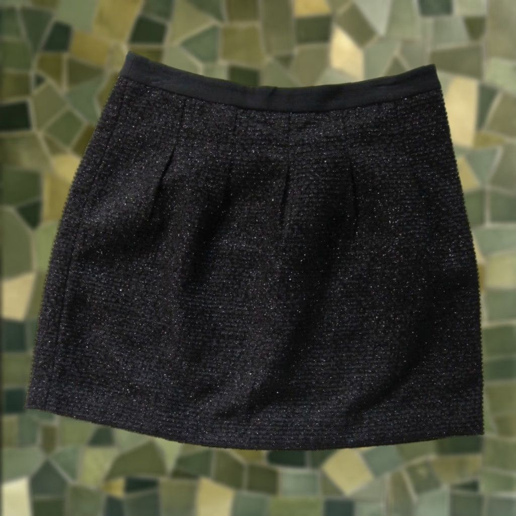 Ann Taylor VINTAGE Ann Taylor Loft Black Metallic Sparkly Pleated Straight Pencil Skirt Women 8 Size 30" / US 8 / IT 44 - 1 Thumbnail