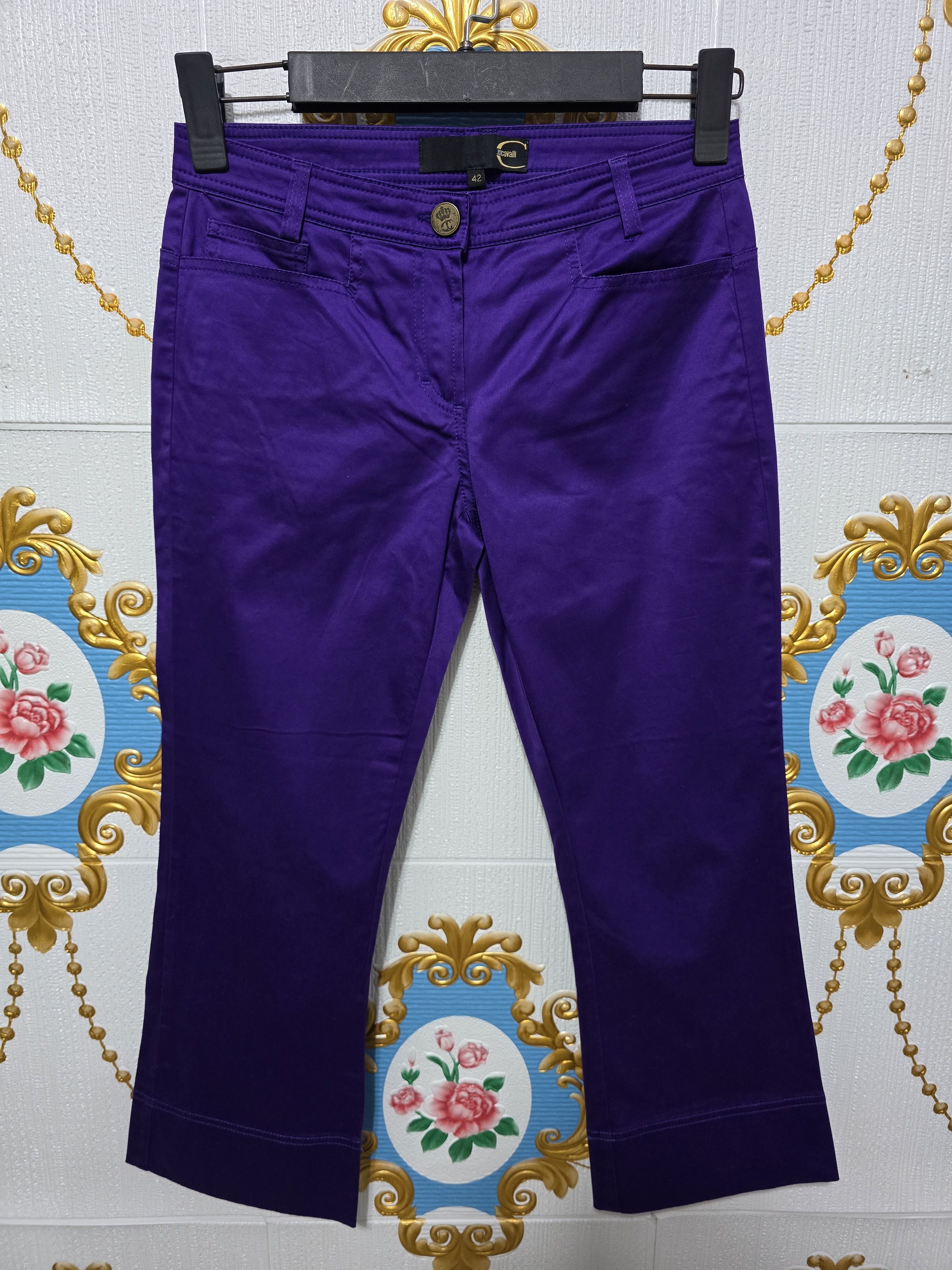 Just Cavalli Just Cavalli purple cropped trousers in size 42. VINTAGE Size 28" / US 6 / IT 42 - 1 Thumbnail