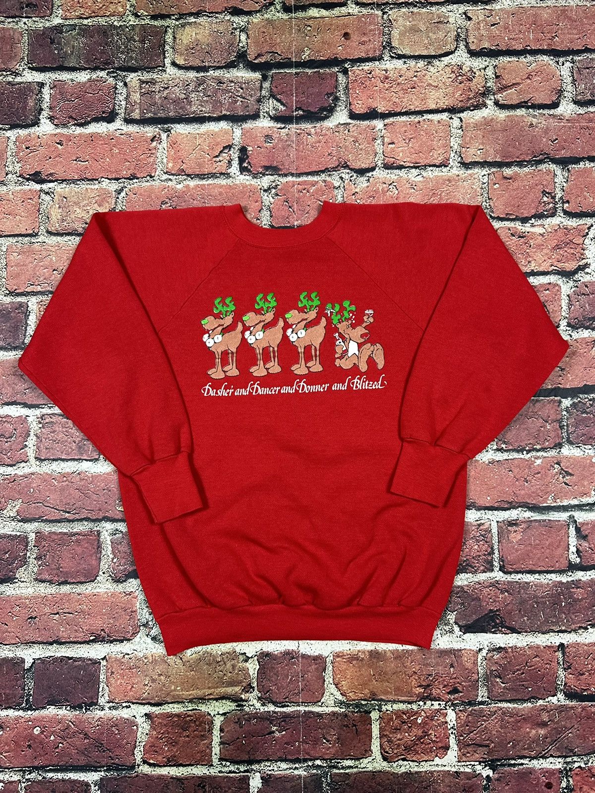 Vintage Vintage Reindeer Dasher Blitzed Drunk Christmas Sweatshirt Size US L / EU 52-54 / 3 - 2 Thumbnail