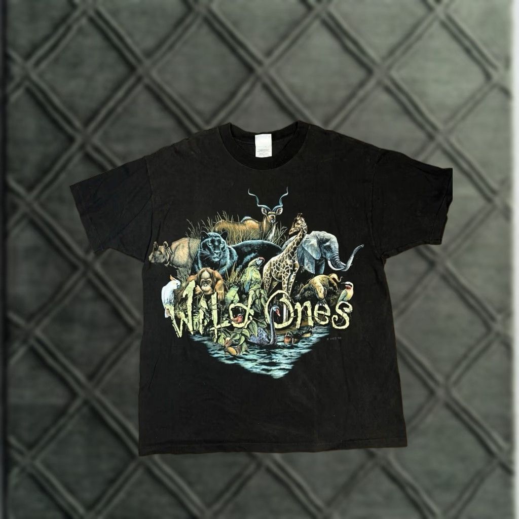 Hanes VINTAGE Wild Ones Safari Animal Nature Giraffe Puma Black T-Shirt XL Mens T-Shirt Black 1996 Nature Giraffe Puma Wild Ones Mens XL Size US XL / EU 56 / 4 - 1 Thumbnail