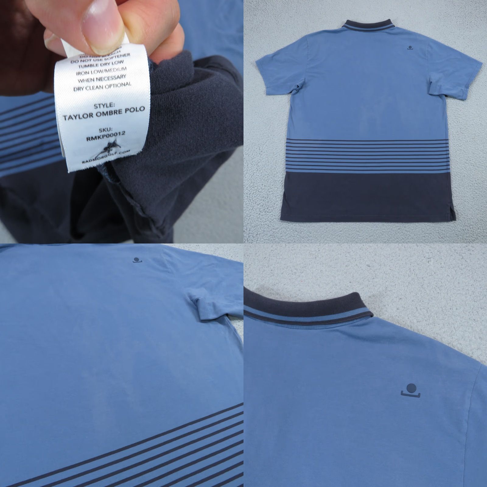 Vintage Radmor Golf Polo Mens XXL Blue Striped Ombre Pima Cotton Logo Size US XXL / EU 58 / 5 - 8 Thumbnail