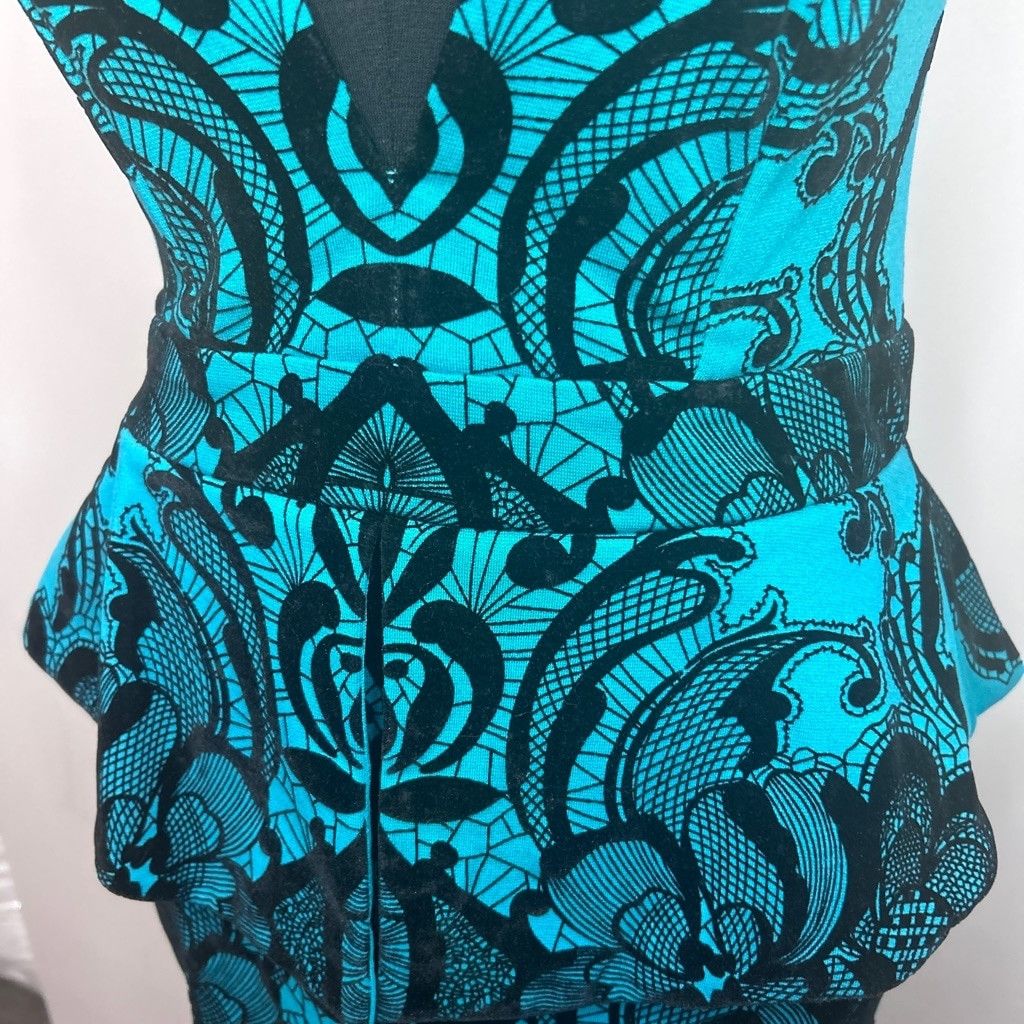 Other UK Lipsy Dress Turquoise and Black flocked size 8 Size M / US 6-8 / IT 42-44 - 6 Thumbnail