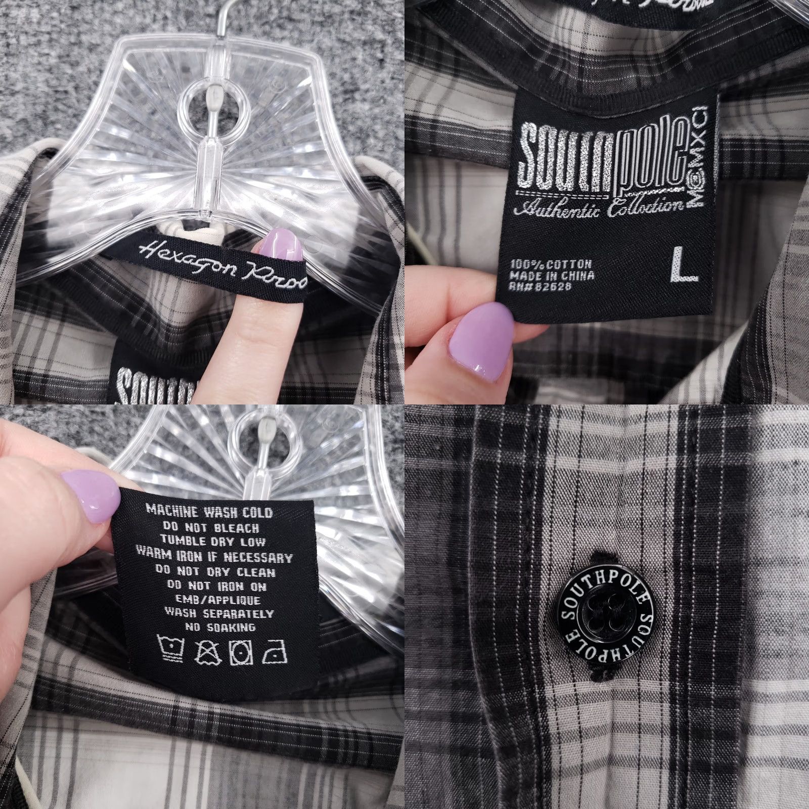 Southpole Southpole Button-Up Shirt Mens L Gray Plaid Short Sleeve Streetwear 90s Hip Hop Vintage Classic Size US L / EU 52-54 / 3 - 8 Thumbnail