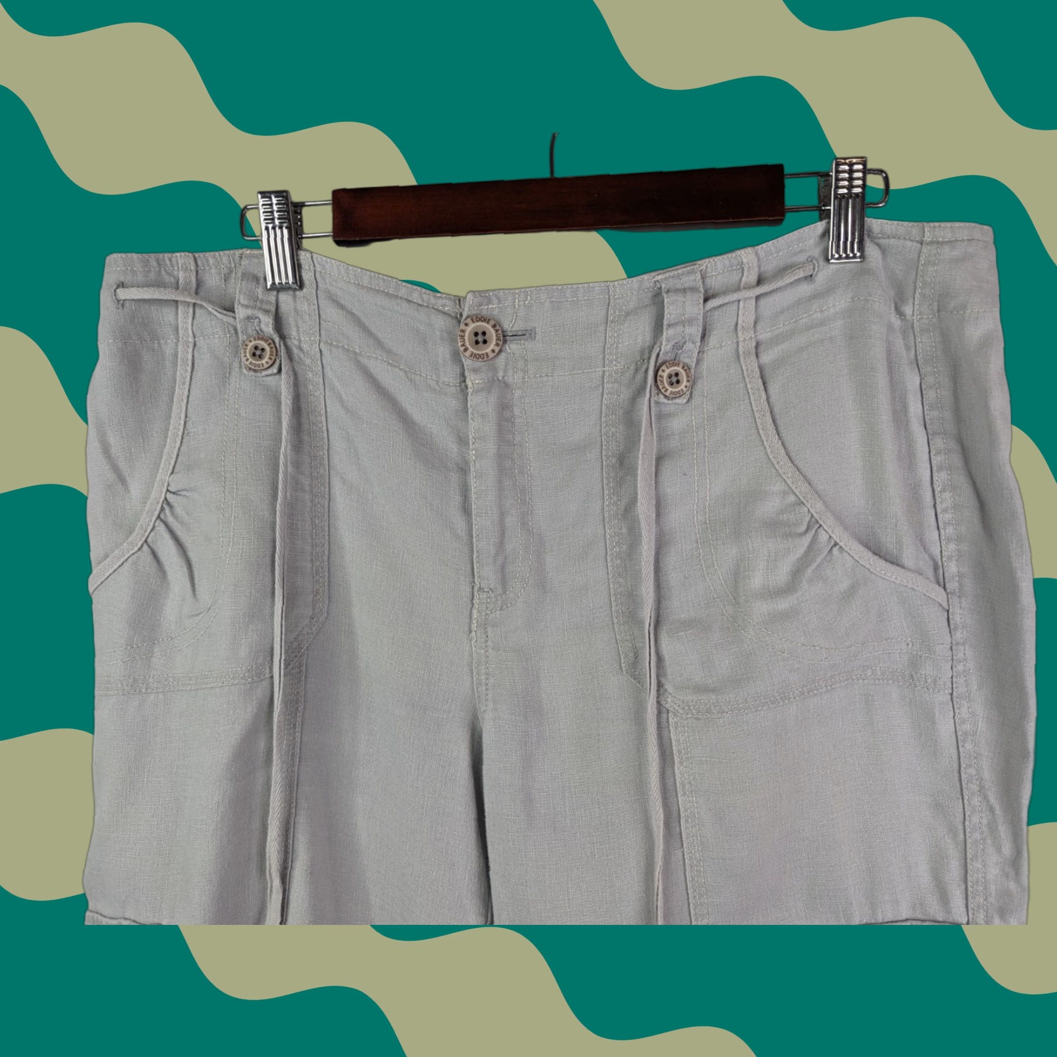 Eddie Bauer Eddie Bauer Pants Womens 14 Grey Cargo Capri Linen Outdoor Hiking Drawstring Pockets Wide Leg Capri Outdoor Ladies Women's Pants Size 25" / US 0 / IT 36 - 1 Thumbnail