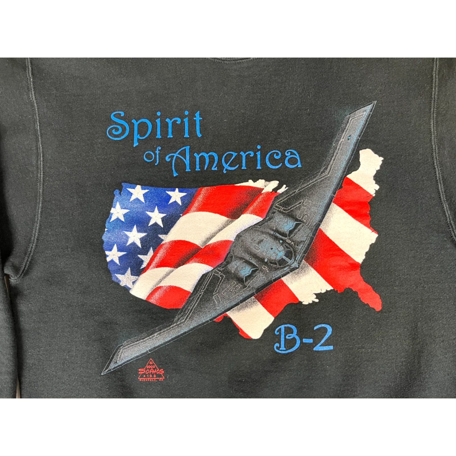 Fruit Of The Loom Men's Vintage Spirit of America B-2 Bomber Crewneck Sweatshirt Sz M Sweatshirt Black Cotton Blend Fleece Graphic Print Military 90s Mens Size US M / EU 48-50 / 2 - 4 Thumbnail